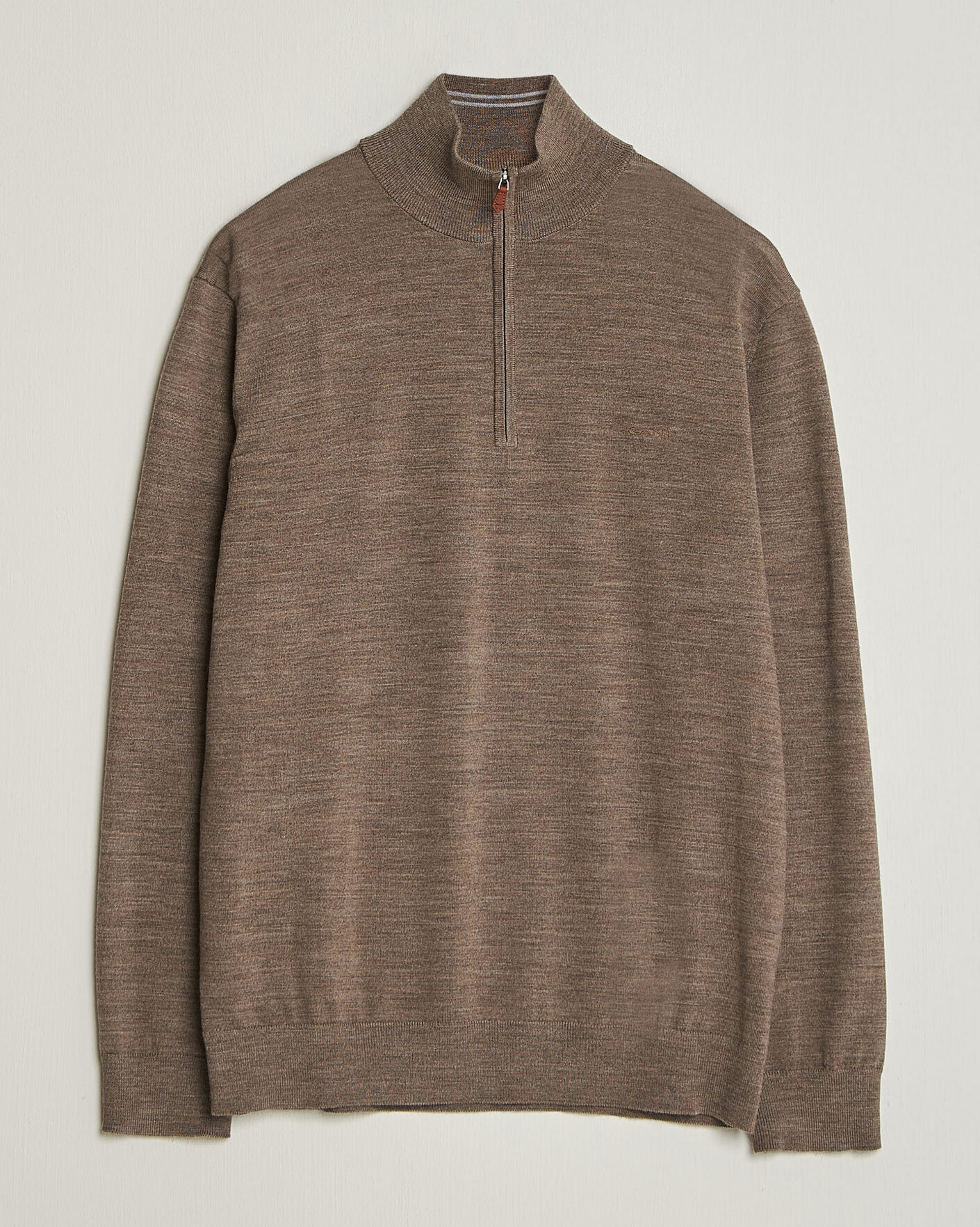 Uomini | Maglieria | Gant | Extrafine Merino Knitted Half Zip Dark Hazelnut Melange