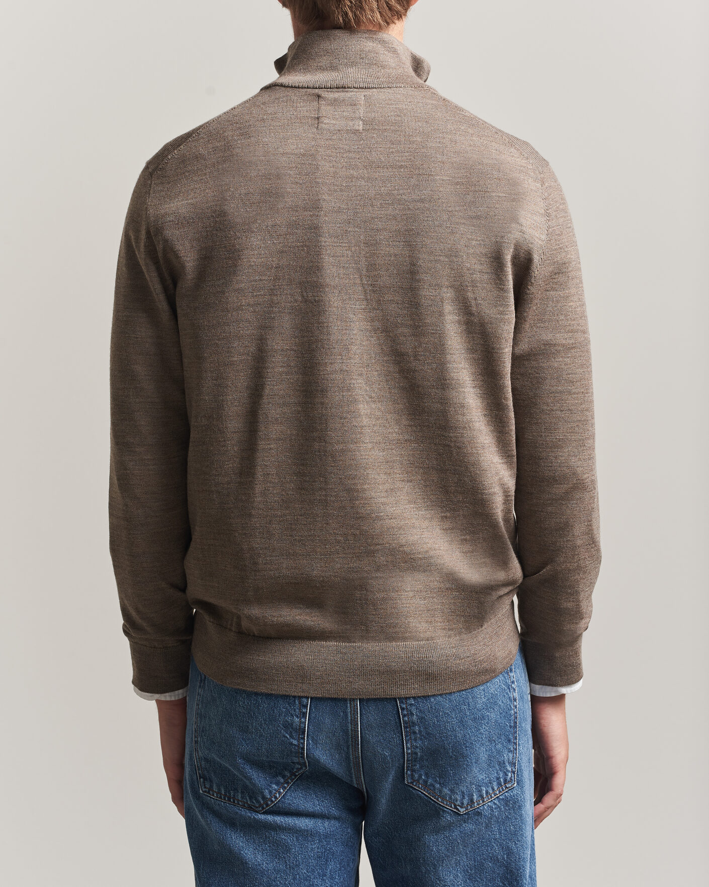 Uomini | Maglieria | Gant | Extrafine Merino Knitted Half Zip Dark Hazelnut Melange
