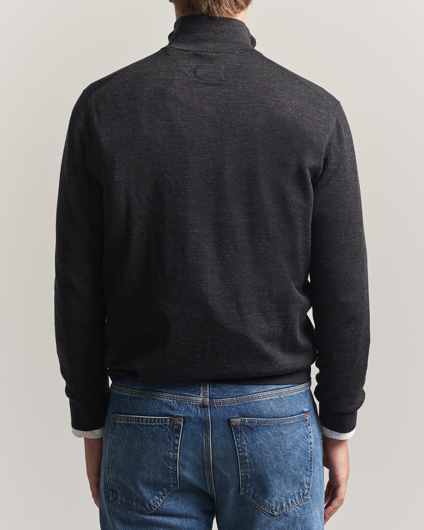 Uomini | Maglieria | Gant | Extrafine Merino Knitted Half Zip Dark Charcoal Melange