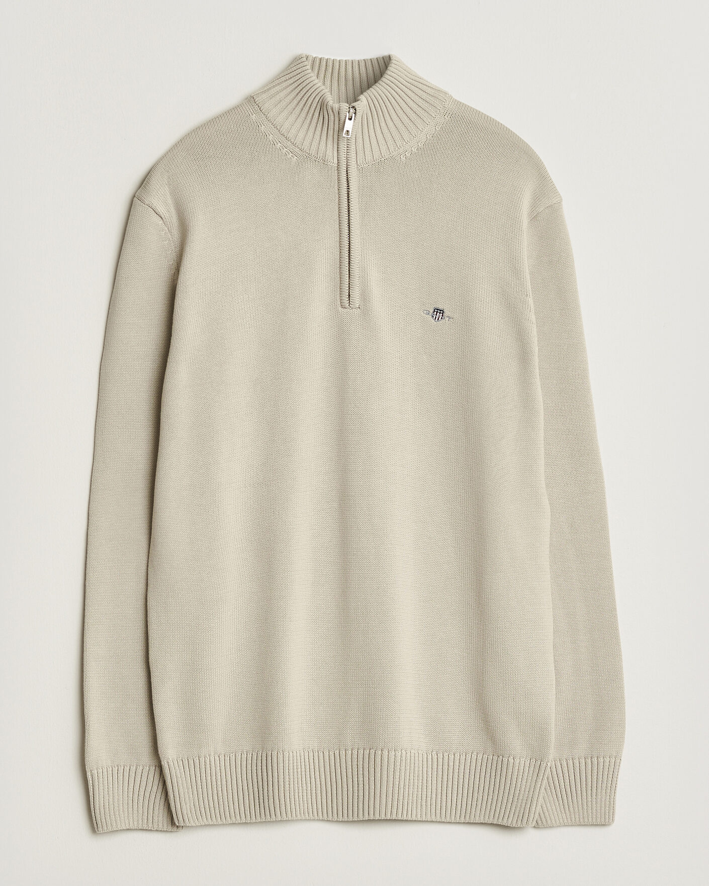 Uomini | Maglieria | Gant | Casual Cotton Knitted Half Zip Clay Beige
