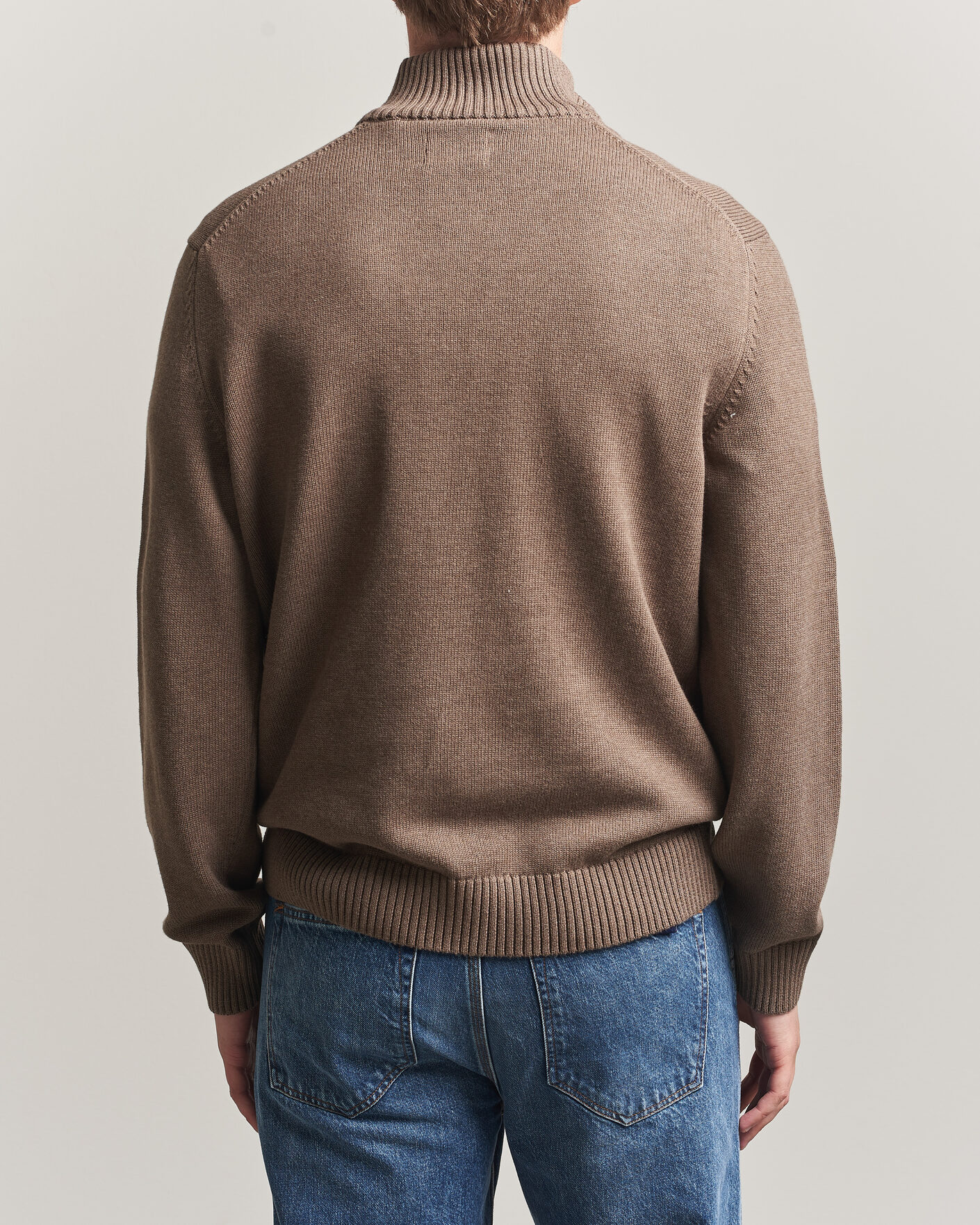 Uomini | Maglieria | Gant | Casual Cotton Knitted Half Zip Dark Hazelnut Melange