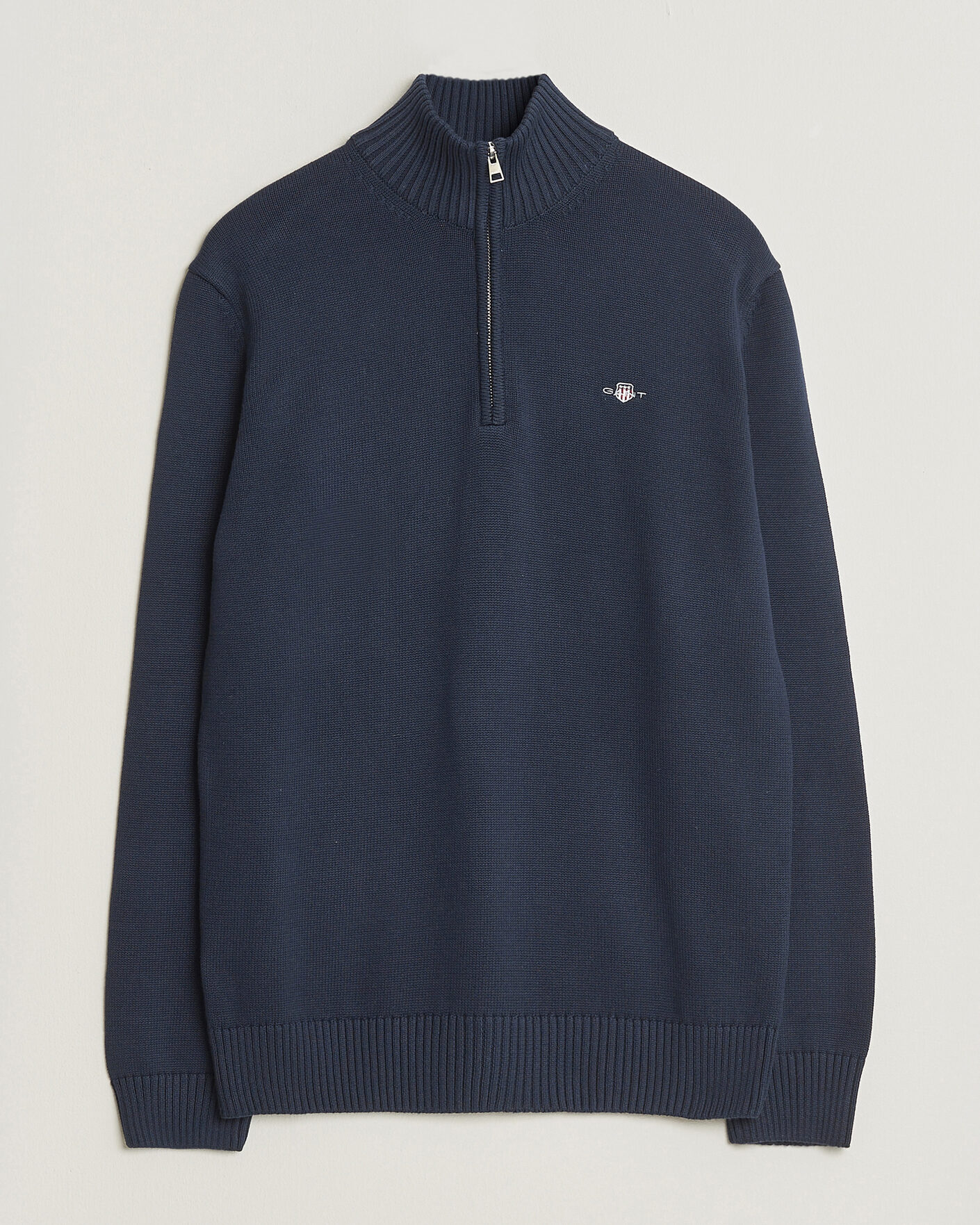 Uomini | Maglieria | Gant | Casual Cotton Knitted Half Zip Evening Blue