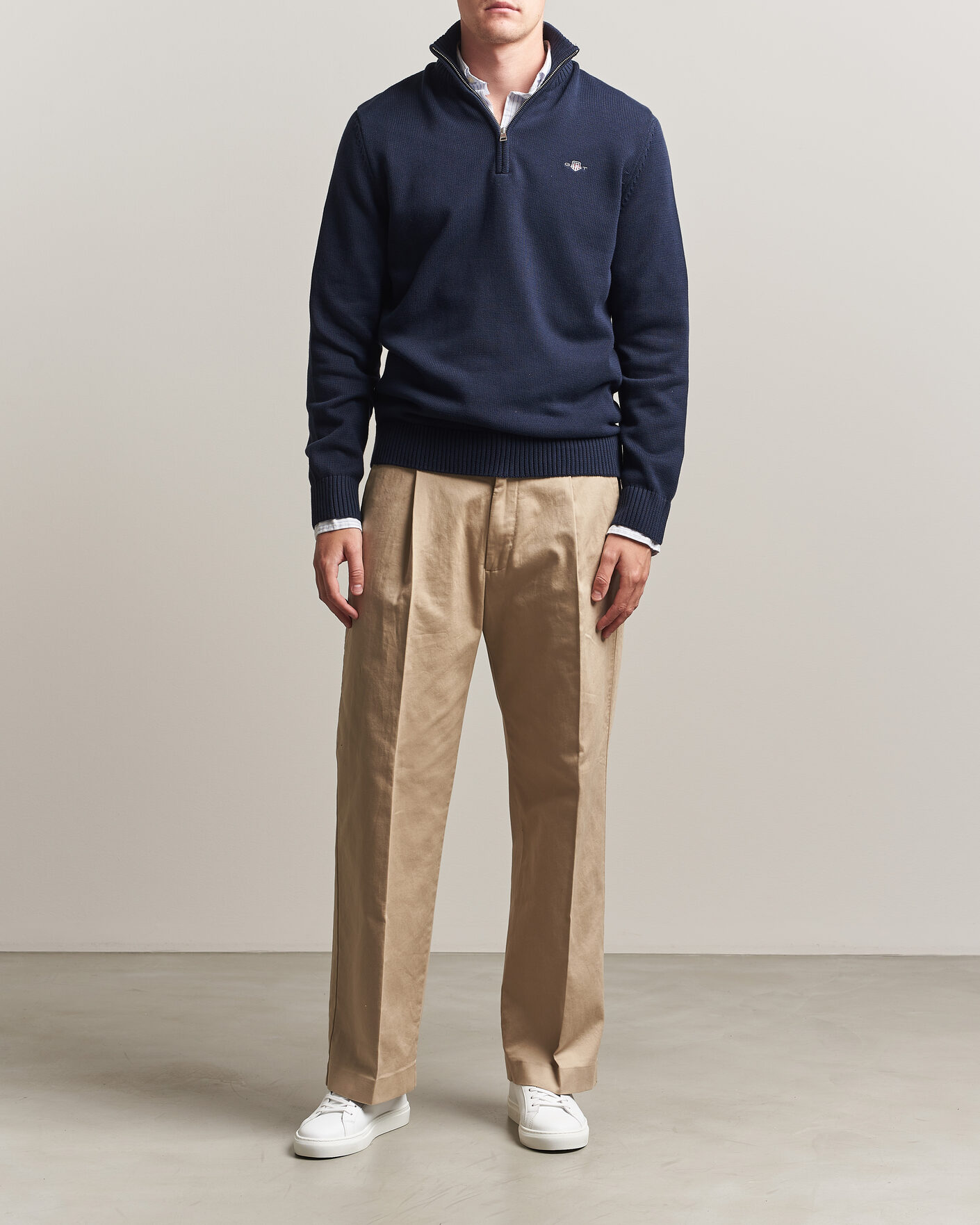 Uomini | Maglieria | Gant | Casual Cotton Knitted Half Zip Evening Blue