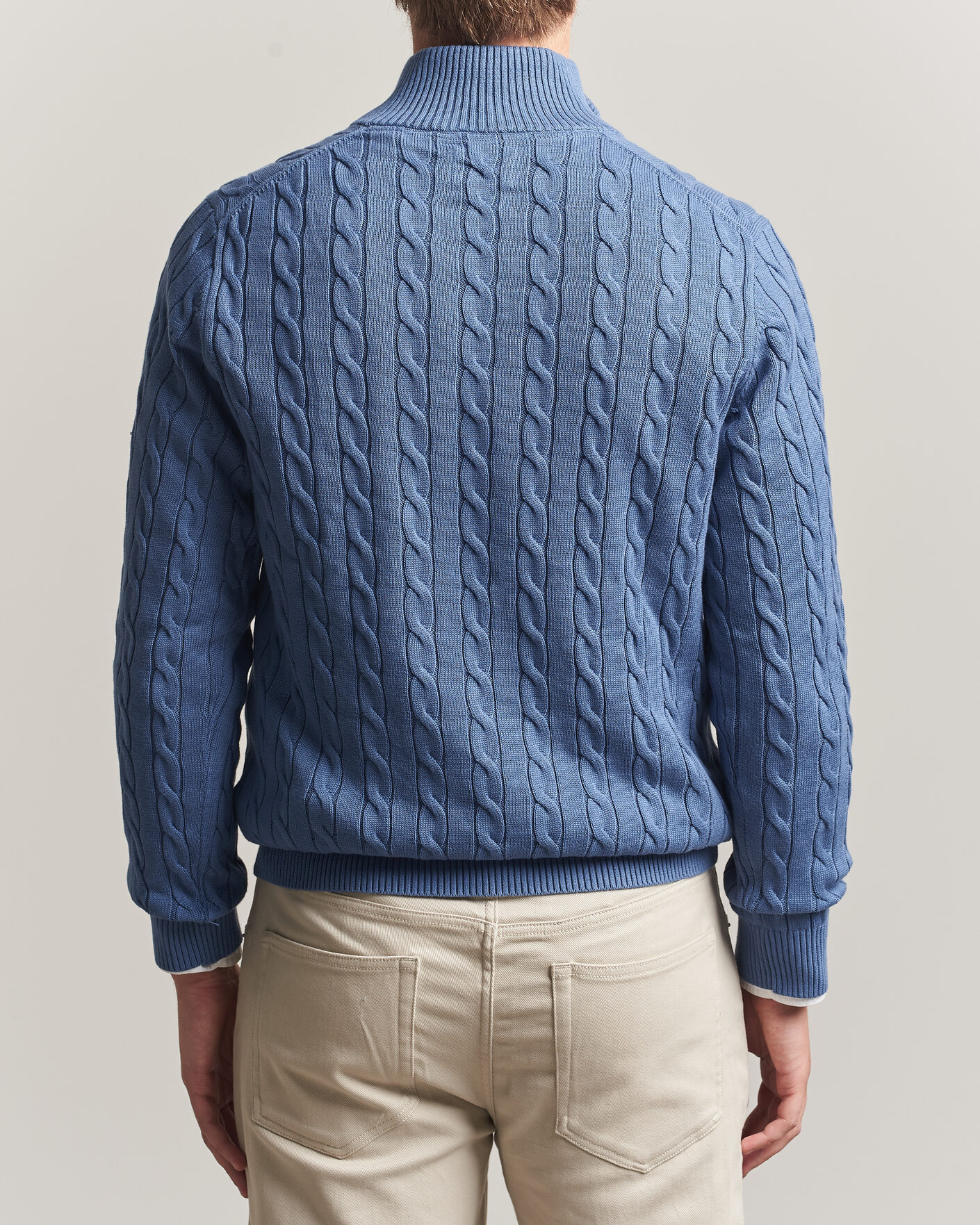 Uomini | Maglieria | Gant | Cotton Cable Half Zip Blue Horizon
