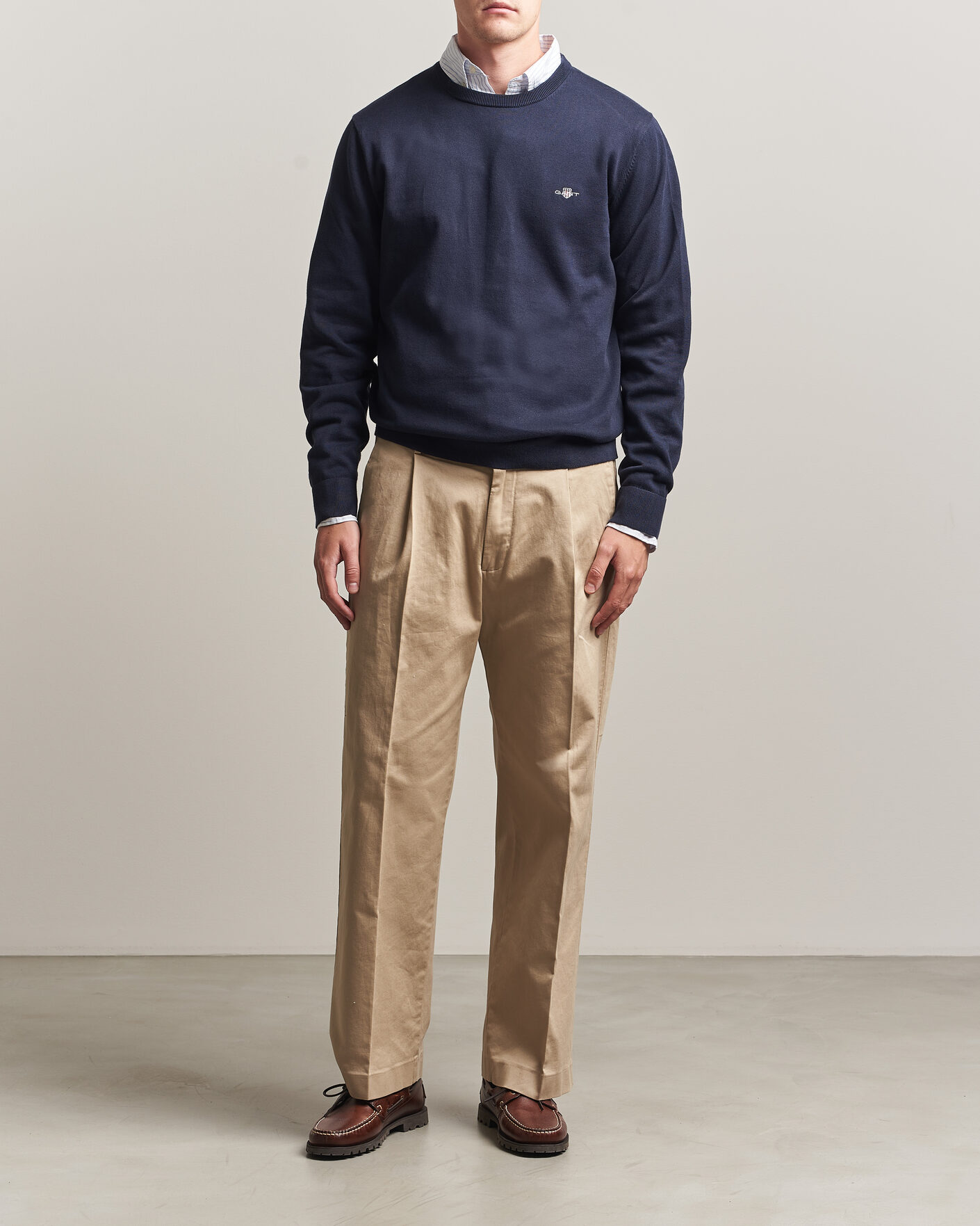 Uomini | Maglieria | Gant | Classic Cotton Crew Neck Evening Blue