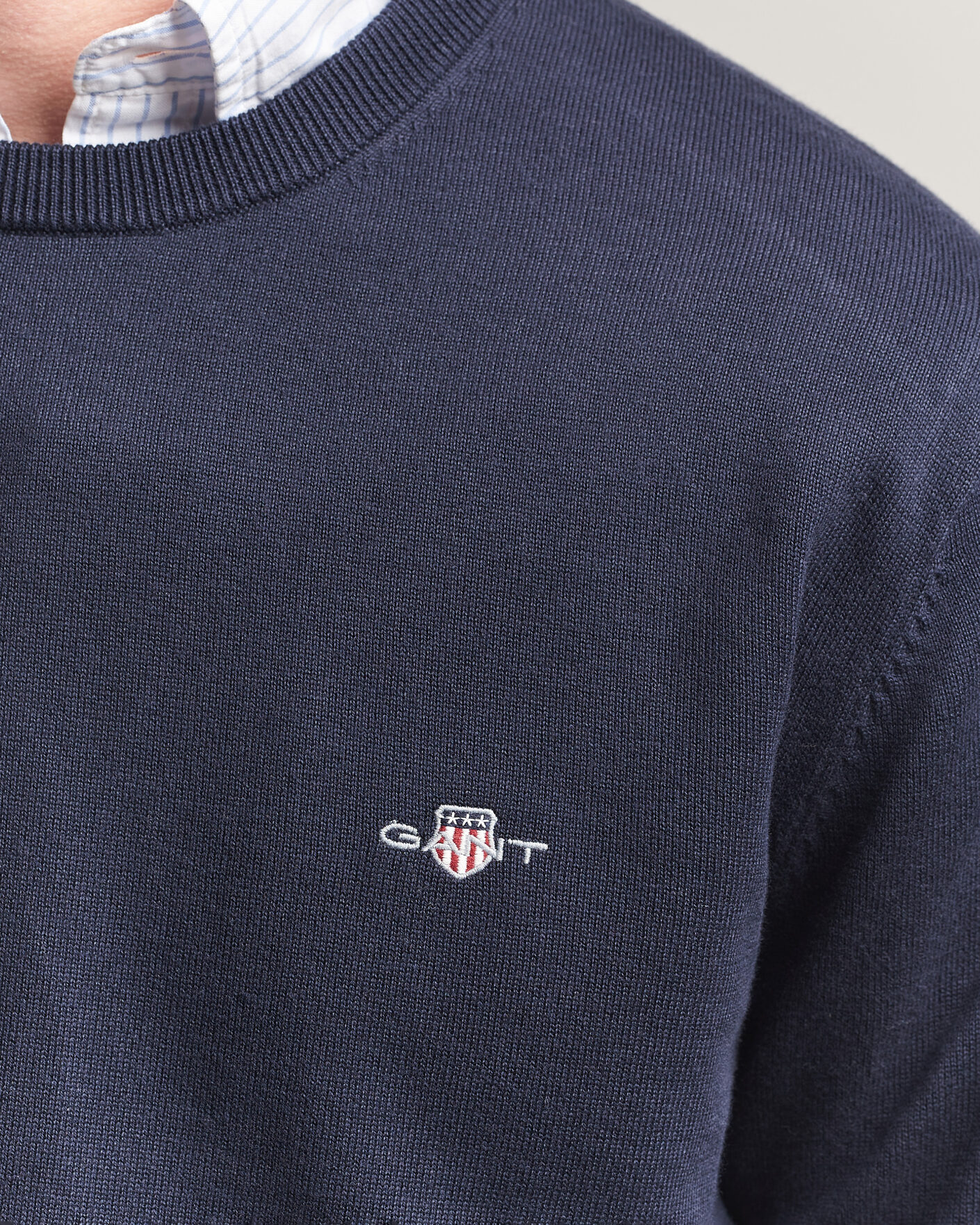 Uomini | Maglieria | Gant | Classic Cotton Crew Neck Evening Blue