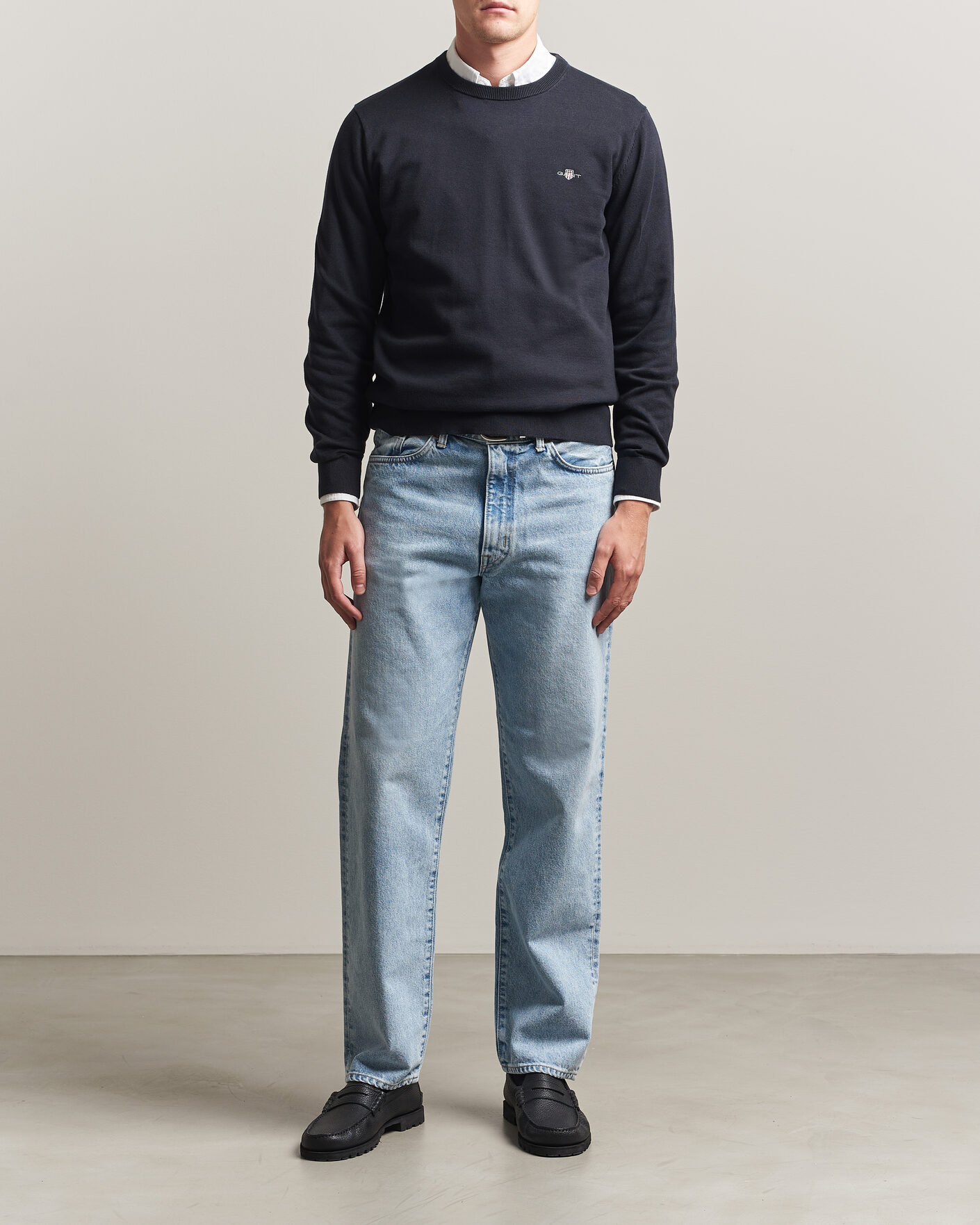 Uomini | Maglieria | Gant | Classic Cotton Crew Neck Black