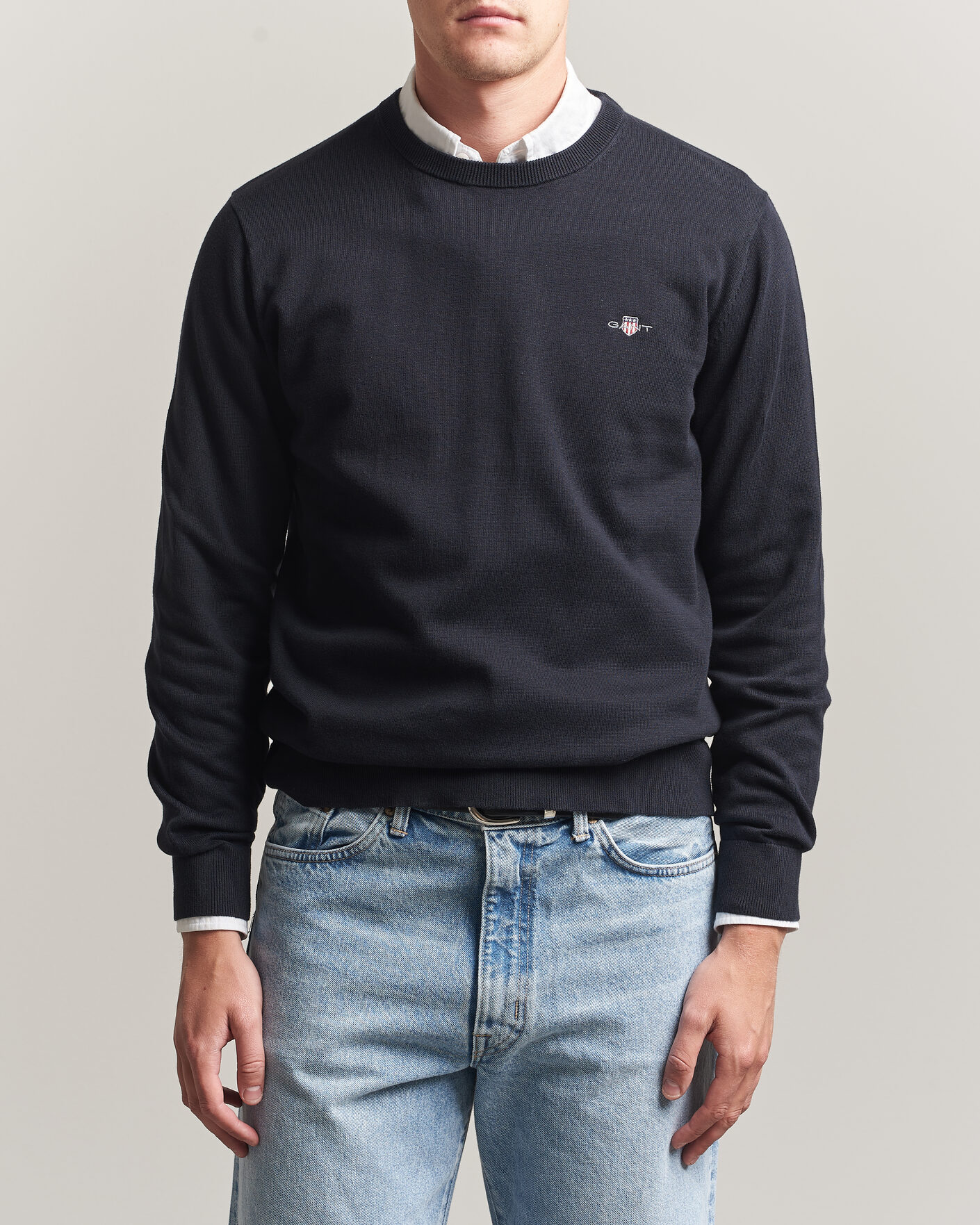 Uomini | Maglieria | Gant | Classic Cotton Crew Neck Black