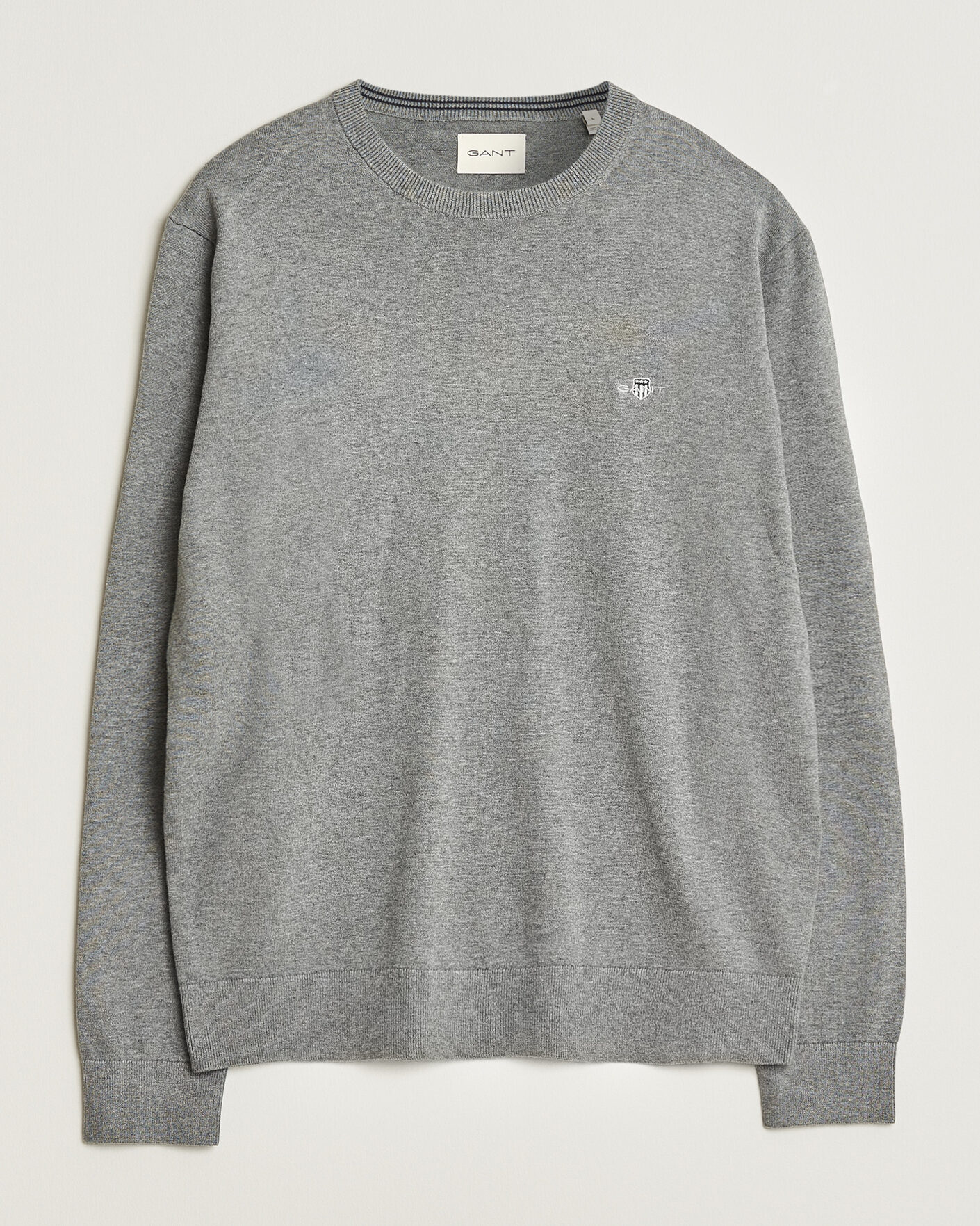 Uomini | Maglieria | Gant | Classic Cotton Crew Neck Dark Grey Melange