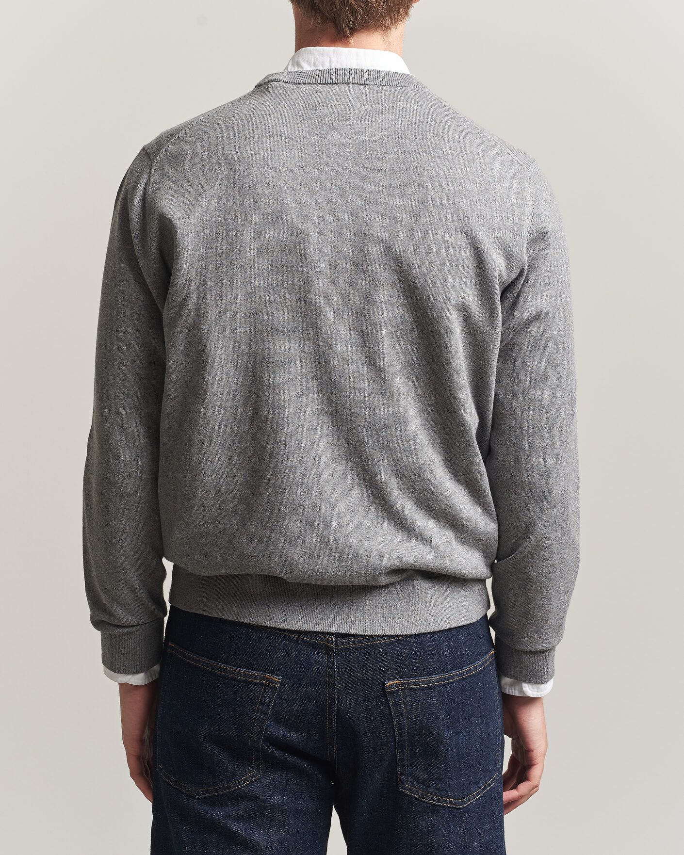 Uomini | Maglieria | Gant | Classic Cotton Crew Neck Dark Grey Melange