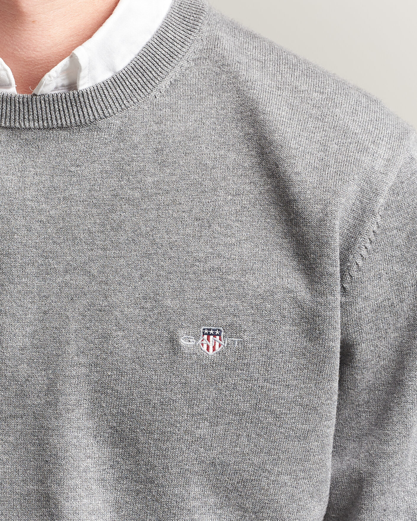 Uomini | Maglieria | Gant | Classic Cotton Crew Neck Dark Grey Melange
