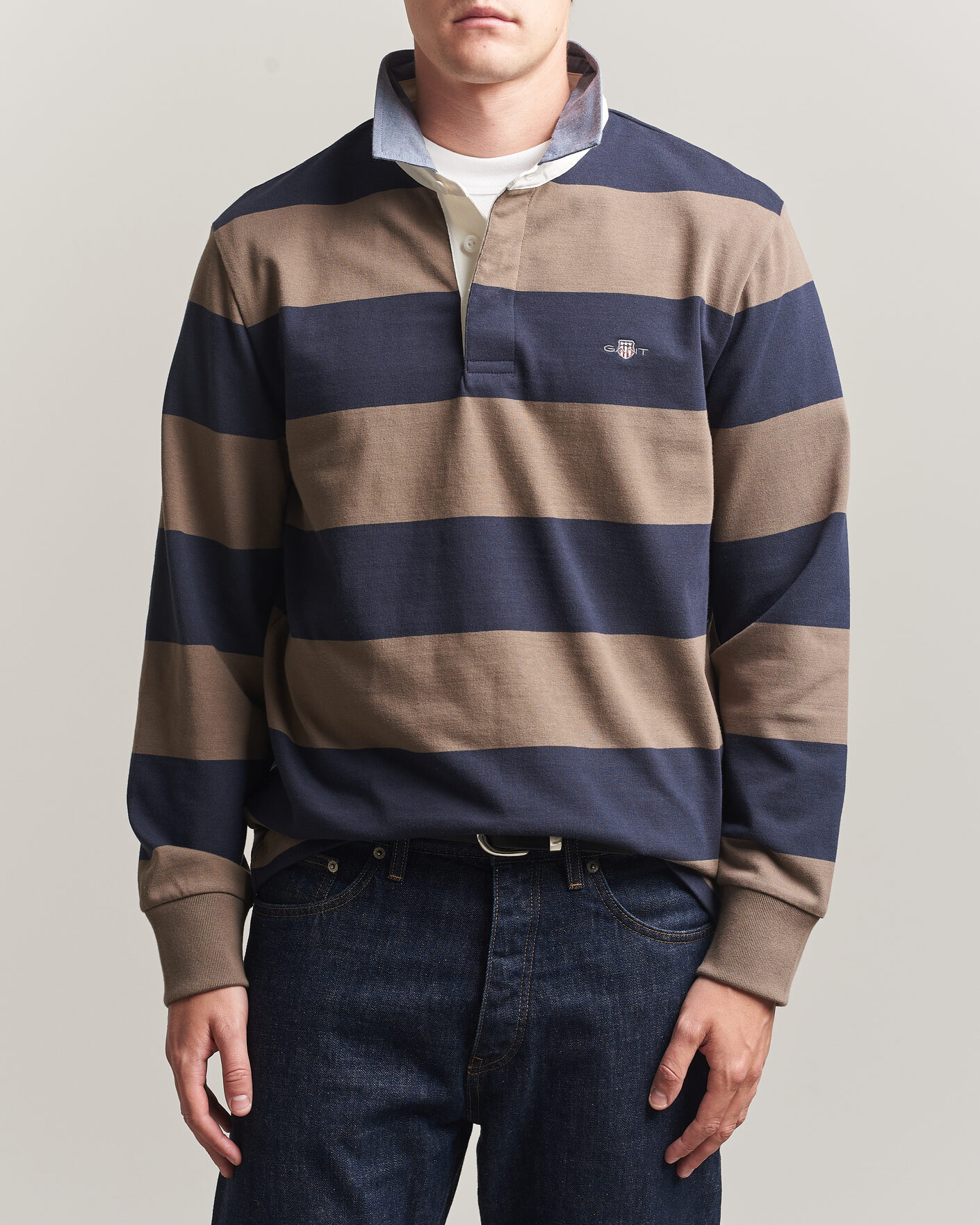 Uomini | Maglieria | Gant | Chambray Barstriped Rugger Faded Taupe