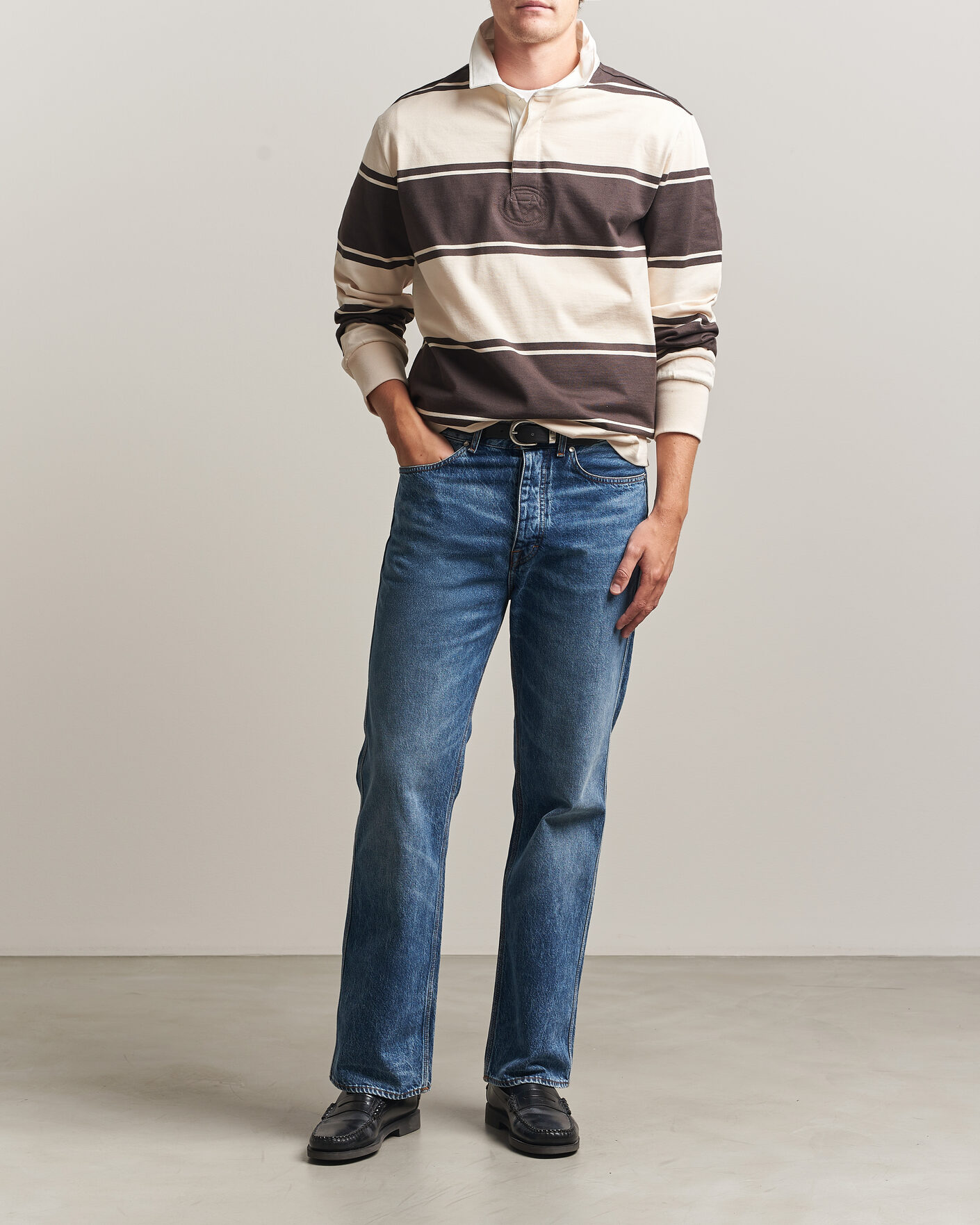 Uomini | Maglieria | Gant | Striped Rugger Charred Wood Brown