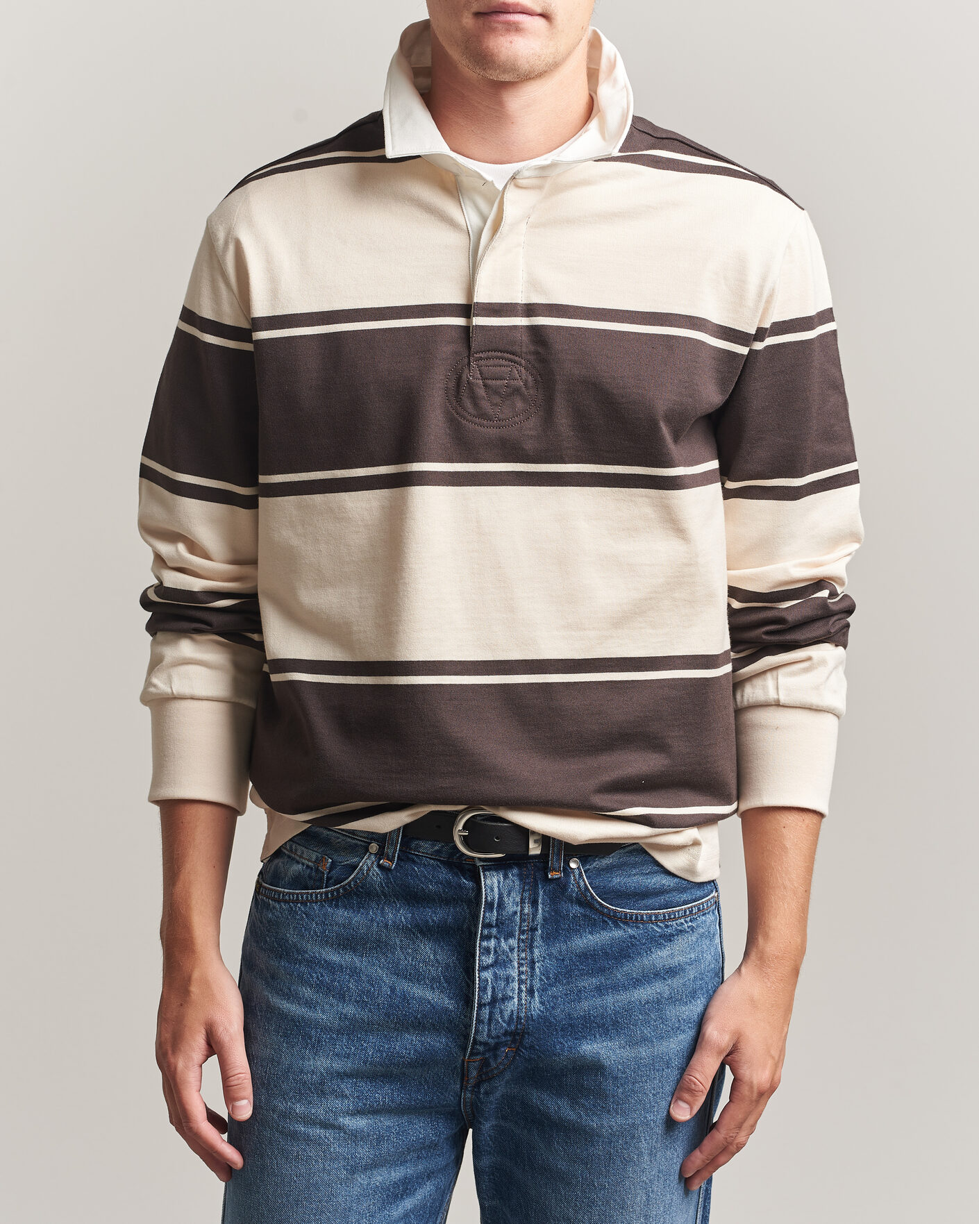 Uomini | Maglieria | Gant | Striped Rugger Charred Wood Brown