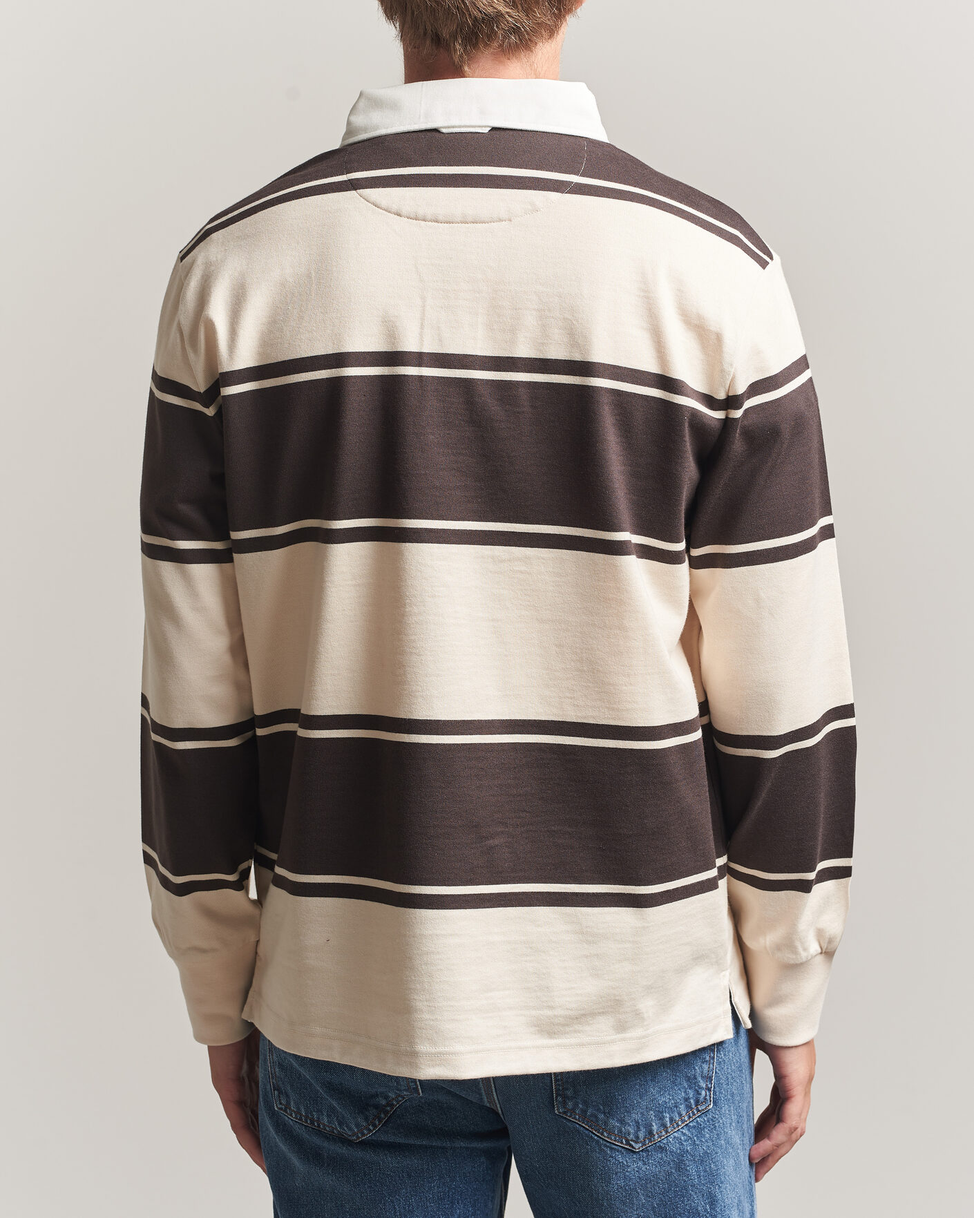 Uomini | Maglieria | Gant | Striped Rugger Charred Wood Brown