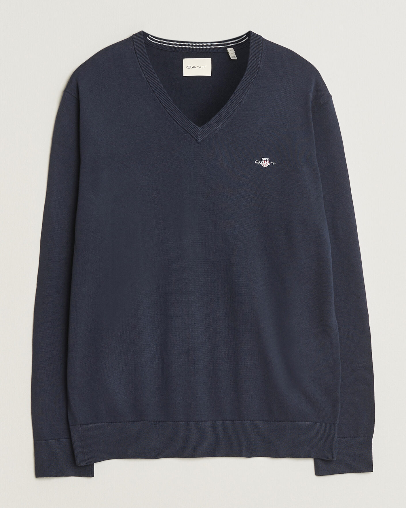 Uomini | Maglieria | Gant | Classic Cotton V-Neck Evening Blue