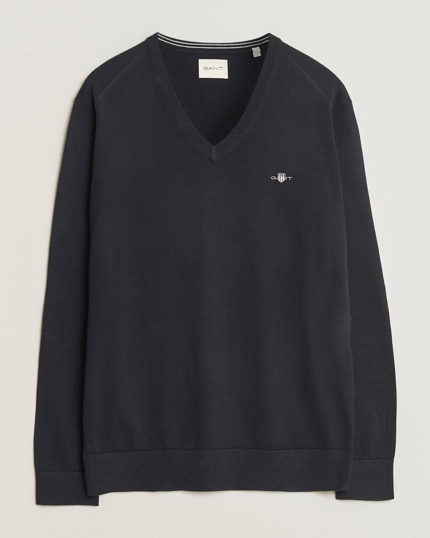 Uomini | Maglieria | Gant | Classic Cotton V-Neck Black