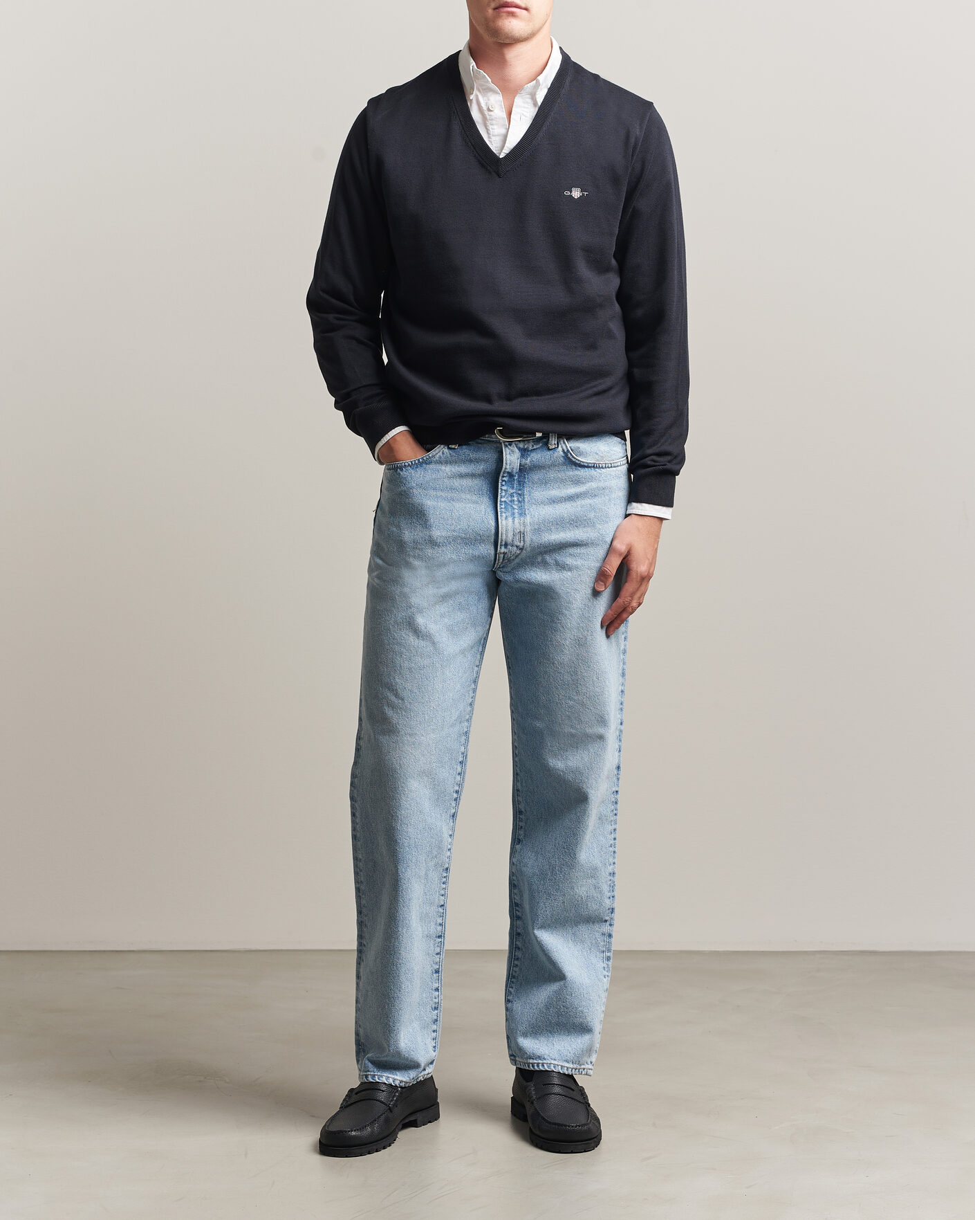 Uomini | Maglieria | Gant | Classic Cotton V-Neck Black