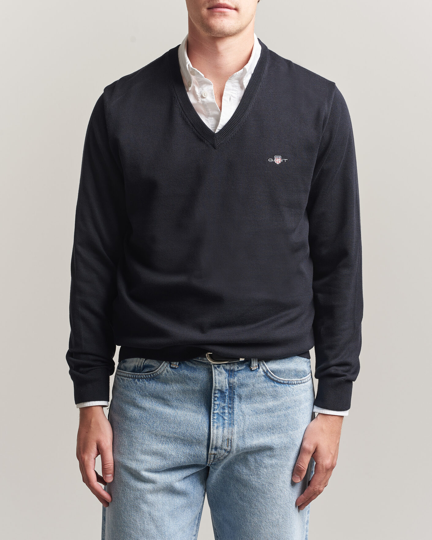 Uomini | Maglieria | Gant | Classic Cotton V-Neck Black