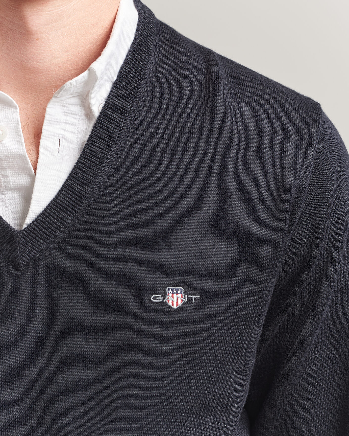 Uomini | Maglieria | Gant | Classic Cotton V-Neck Black