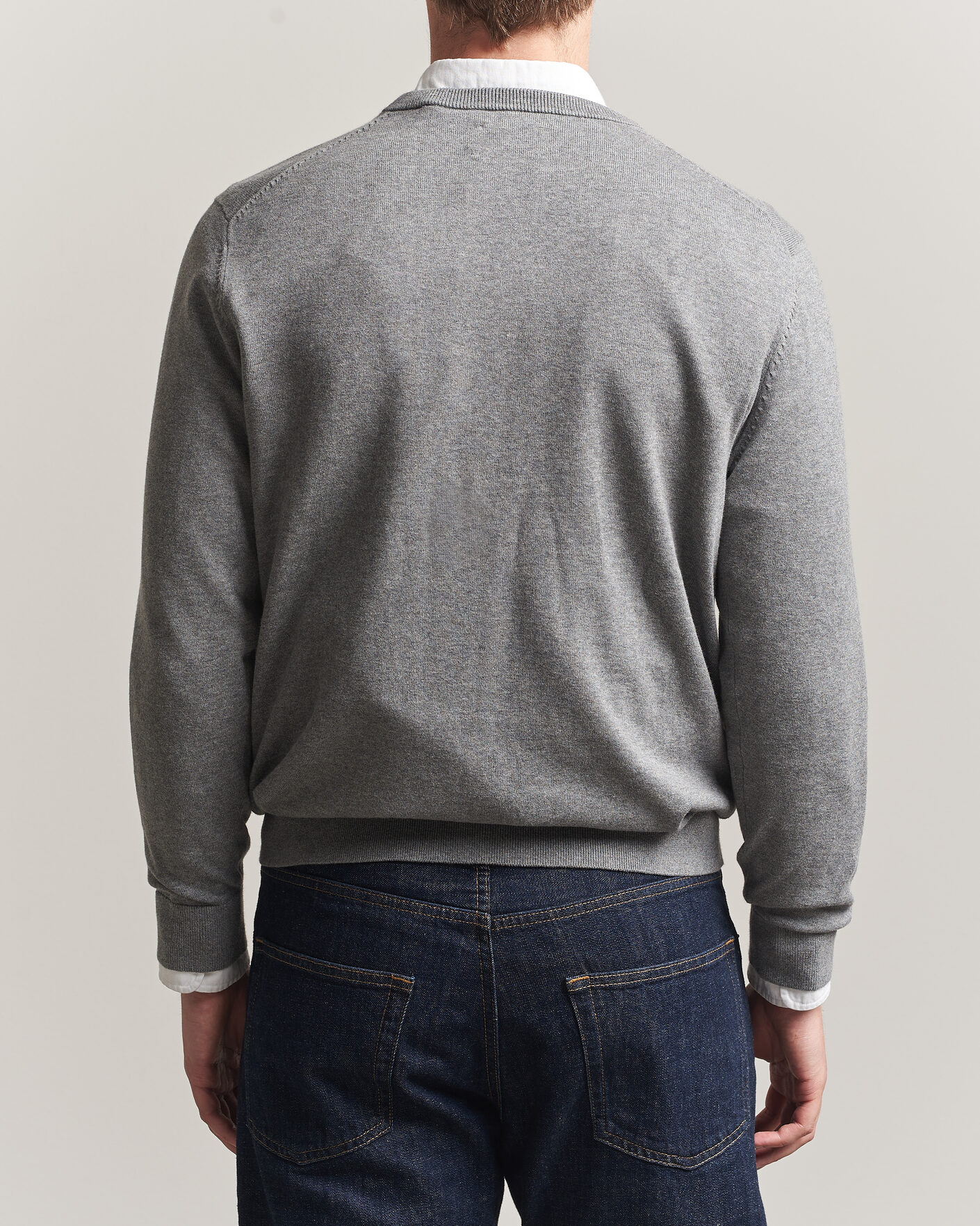 Uomini | Maglieria | Gant | Classic Cotton V-Neck Dark Grey Melange
