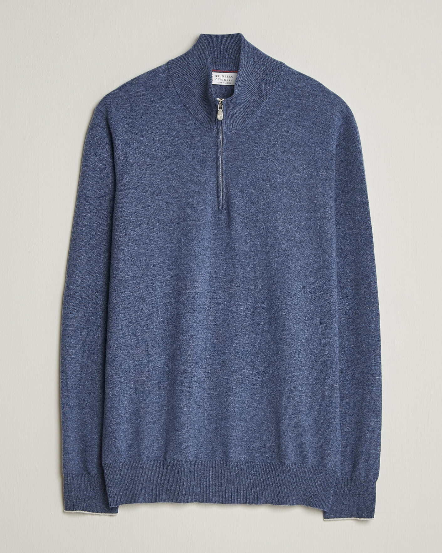 Uomini | Maglieria | Brunello Cucinelli | 2 Ply Cashmere Half Zip Denim Blue