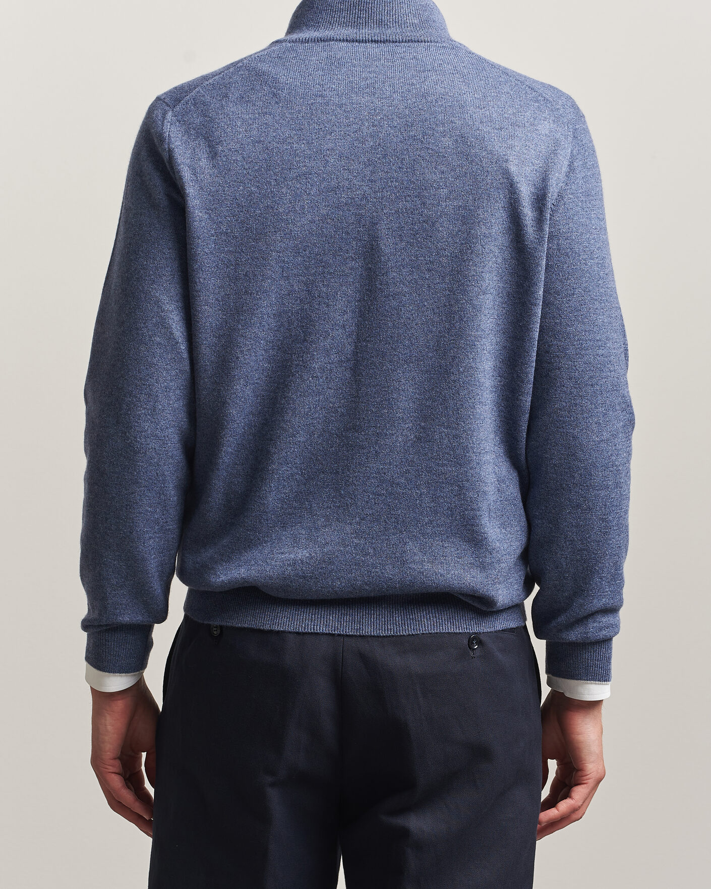 Uomini | Maglieria | Brunello Cucinelli | 2 Ply Cashmere Half Zip Denim Blue