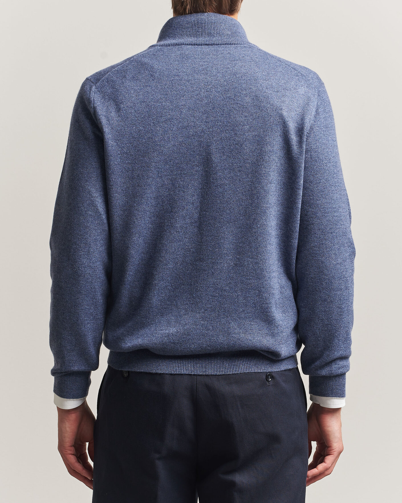 Uomini | Maglieria | Brunello Cucinelli | 2 Ply Cashmere Half Zip Denim Blue