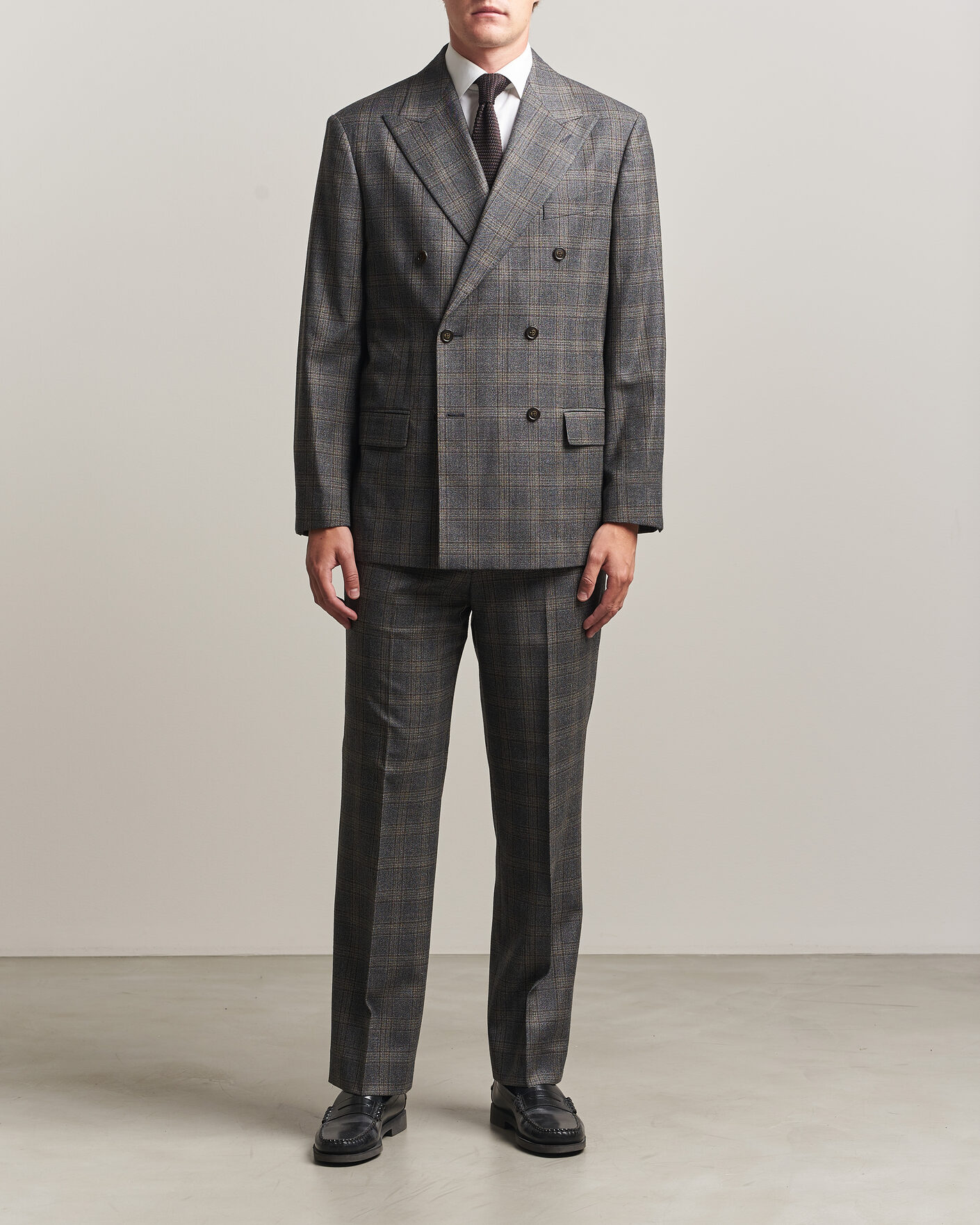 Uomini | Pantaloni | Gant | Wool Glencheck Suit Trousers Ceramic Grey