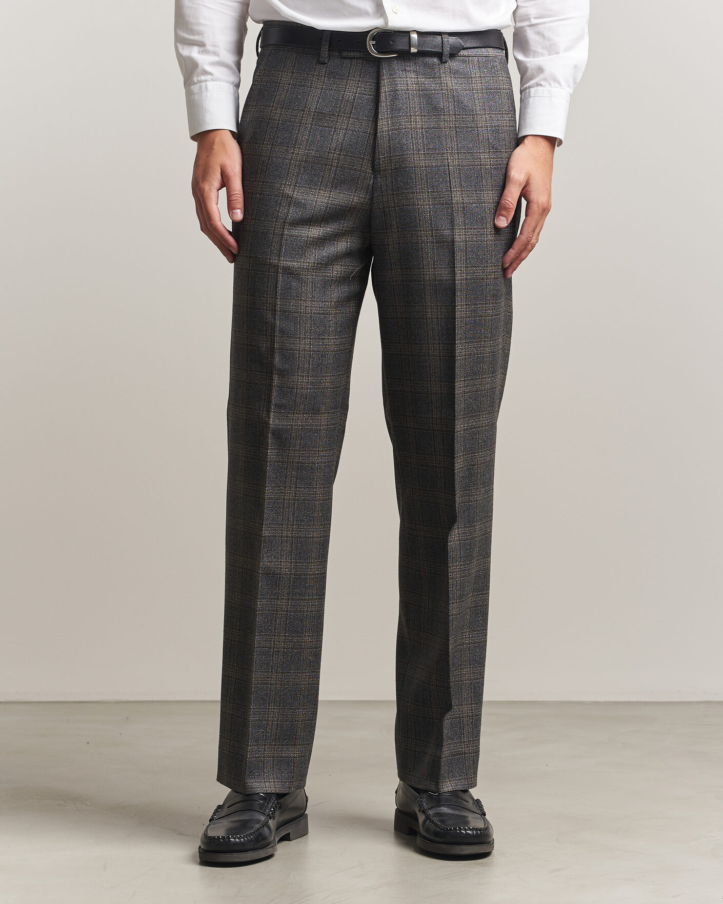 Uomini | Pantaloni | Gant | Wool Glencheck Suit Trousers Ceramic Grey