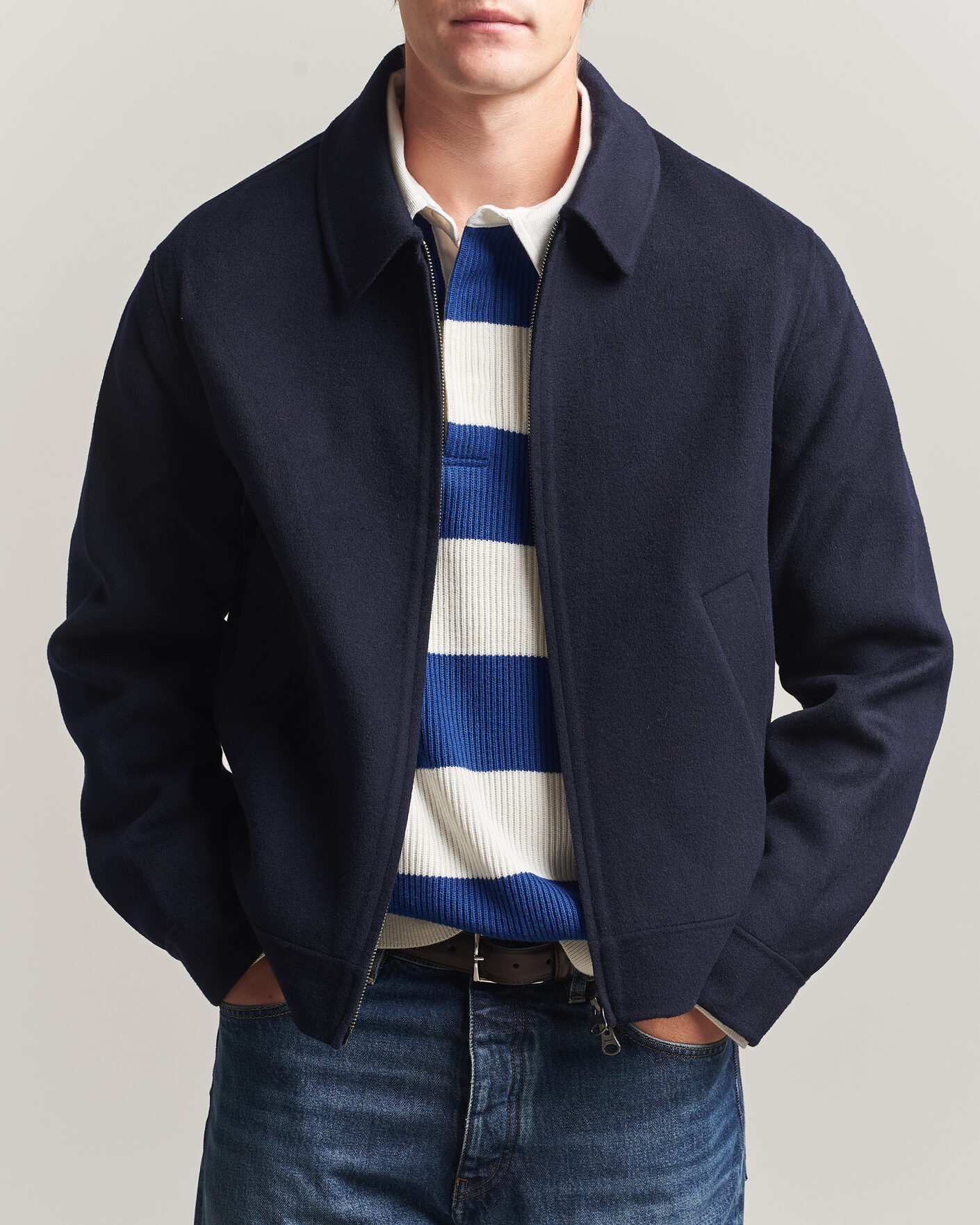 Uomini | Giacche | Gant | Handstitched Wool/Cashmere Jacket Evening Blue