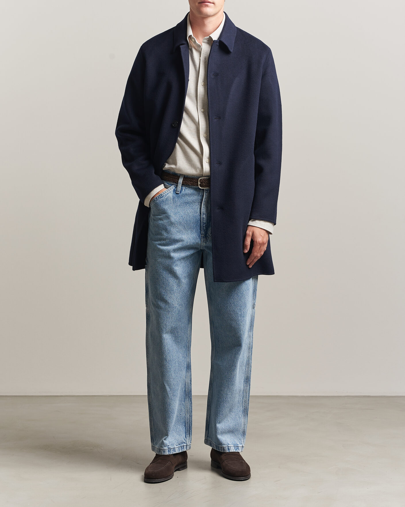 Uomini | Giacche | Gant | Handstitched Wool/Cashmere Top Coat Evening Blue