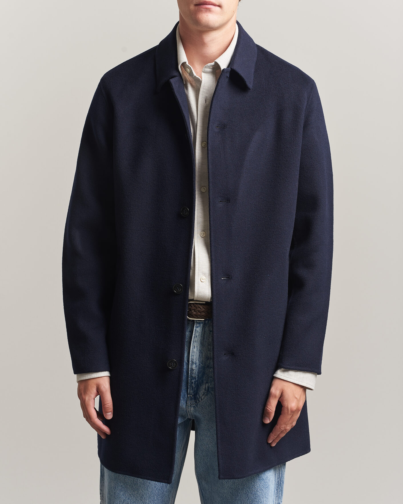 Uomini | Giacche | Gant | Handstitched Wool/Cashmere Top Coat Evening Blue