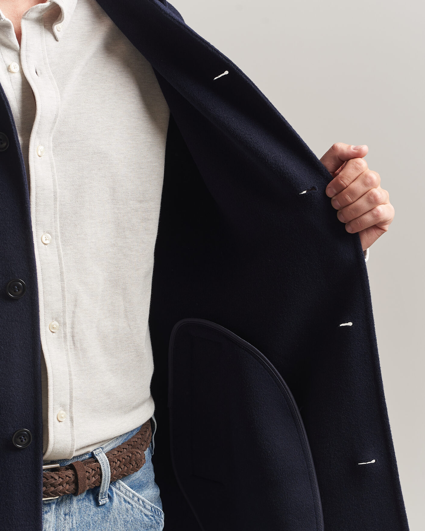 Uomini | Giacche | Gant | Handstitched Wool/Cashmere Top Coat Evening Blue