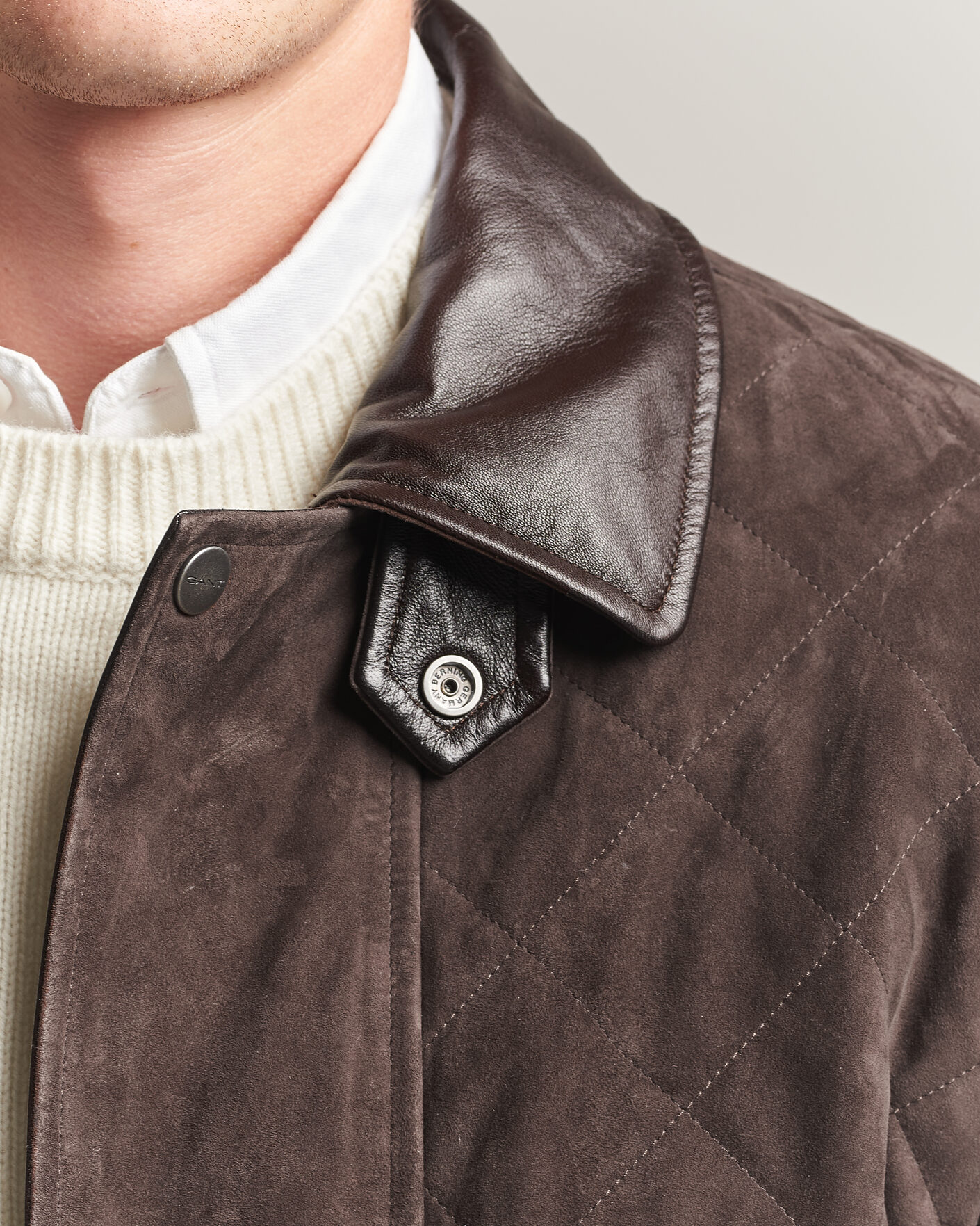 Uomini | Giacche | Gant | Quilted Suede Jacket Black Brown