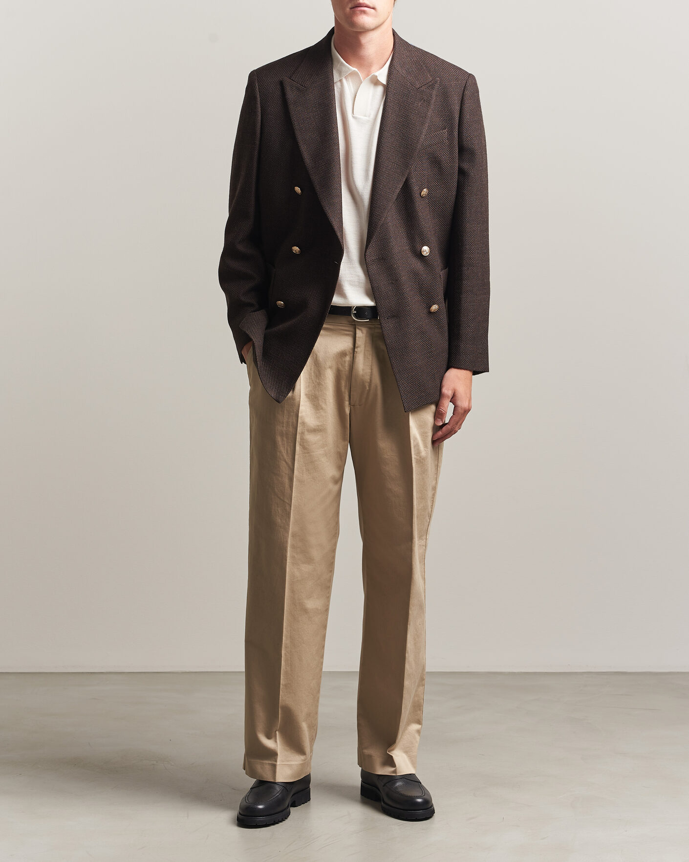 Uomini | Blazers | Gant | Wool Textured Double Breasted Blazer Black Brown
