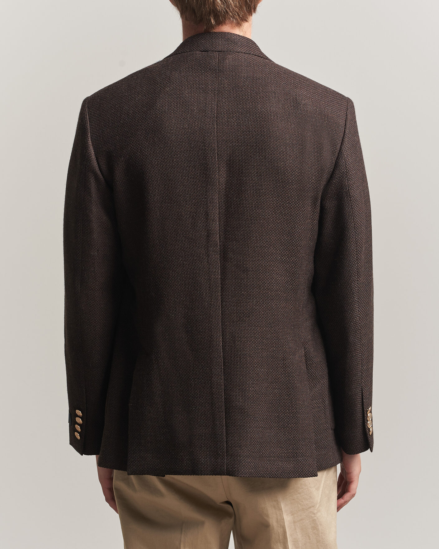 Uomini | Blazers | Gant | Wool Textured Double Breasted Blazer Black Brown