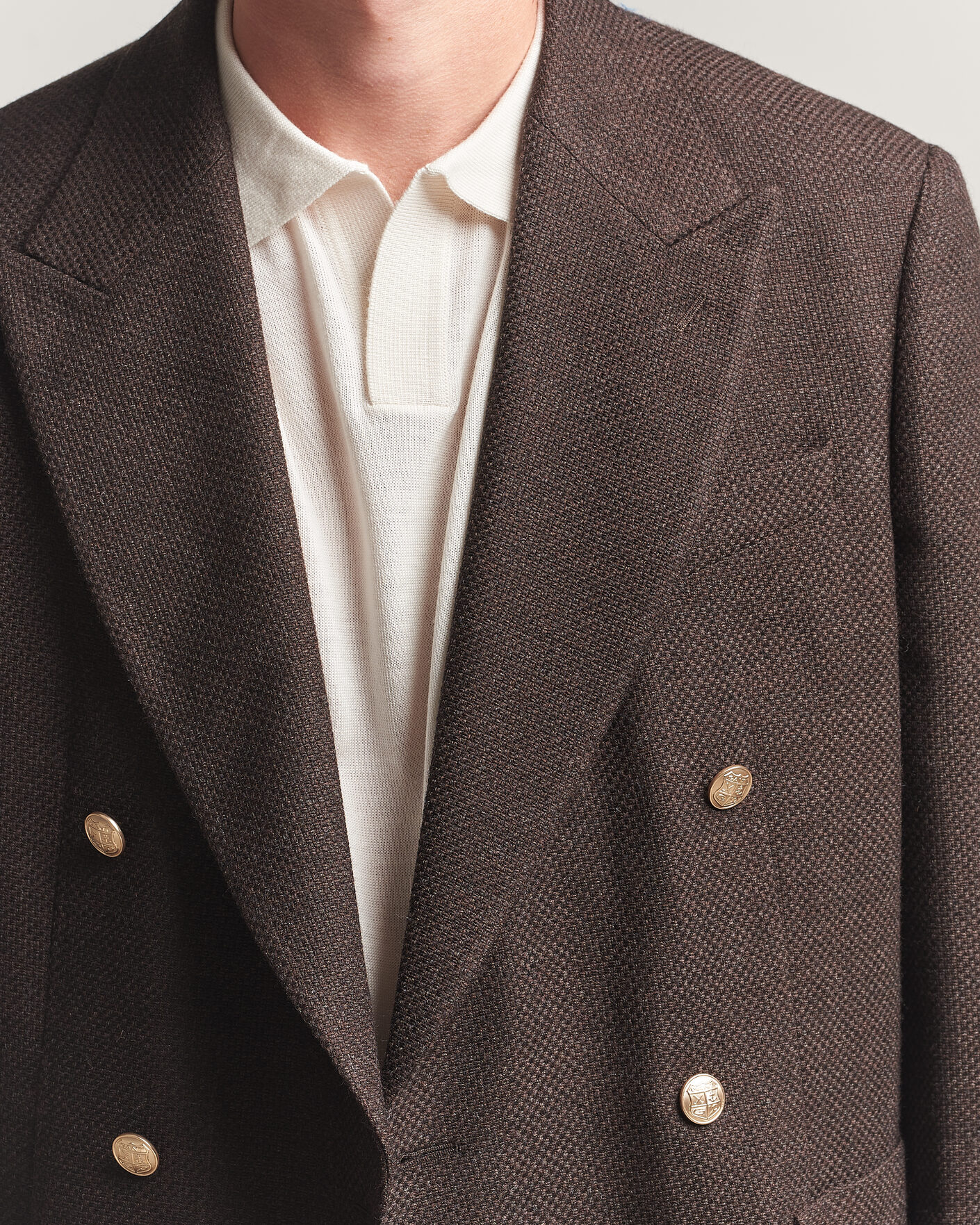 Uomini | Blazers | Gant | Wool Textured Double Breasted Blazer Black Brown
