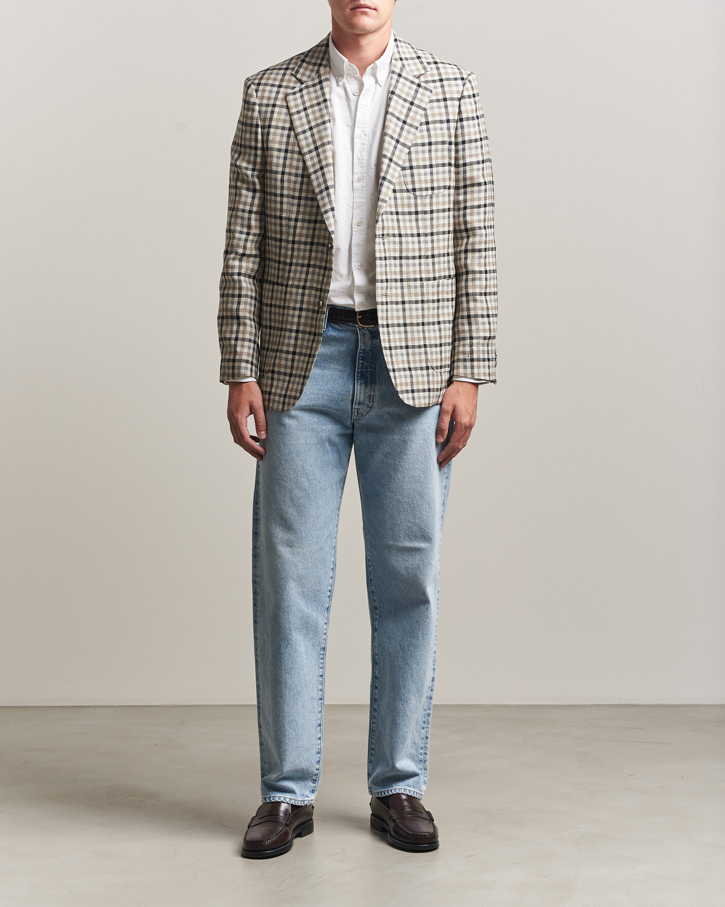 Uomini | Blazers | Gant | Wool/Linen Checked Blazer Cream