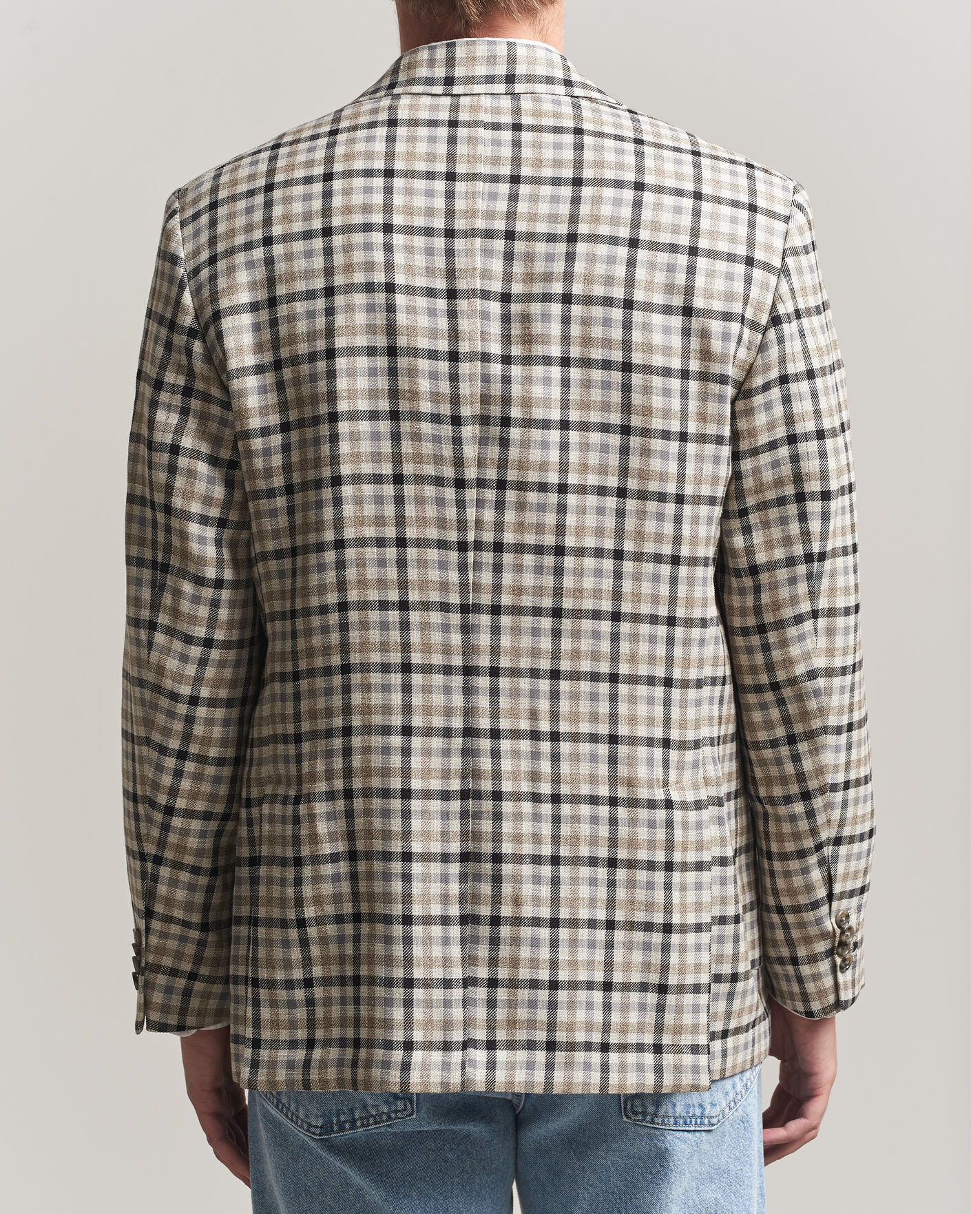 Uomini | Blazers | Gant | Wool/Linen Checked Blazer Cream