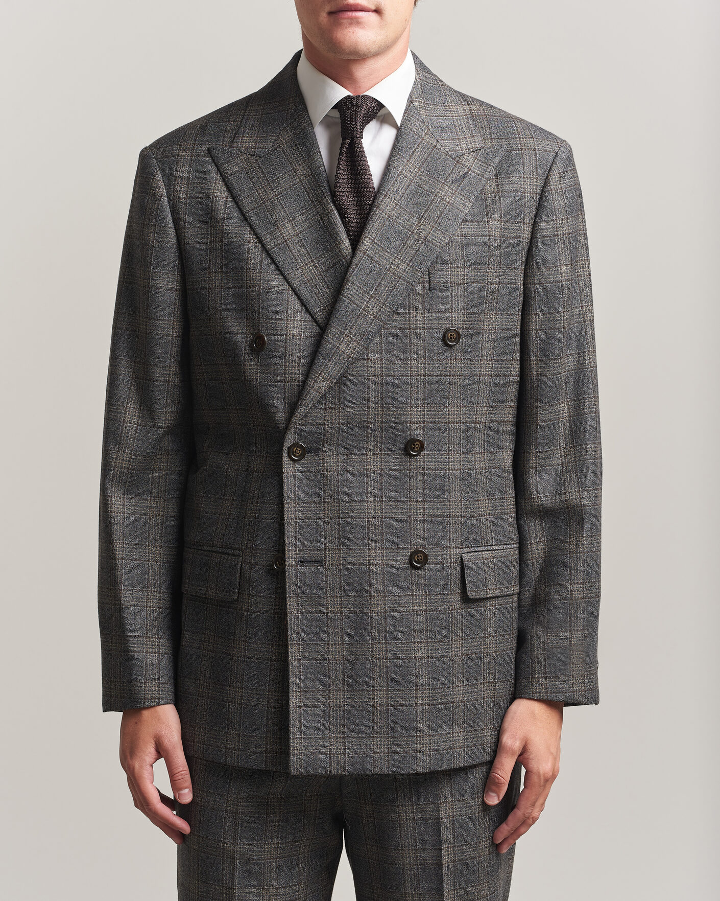Uomini | Blazers | Gant | Wool Glencheck Double Breasted Blazer Ceramic Grey