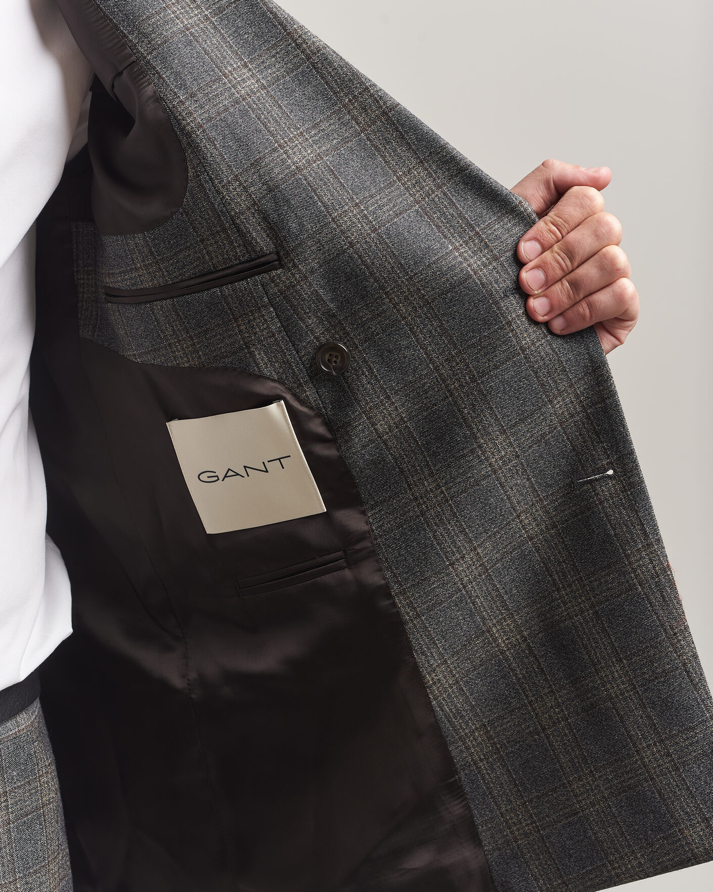 Uomini | Blazers | Gant | Wool Glencheck Double Breasted Blazer Ceramic Grey