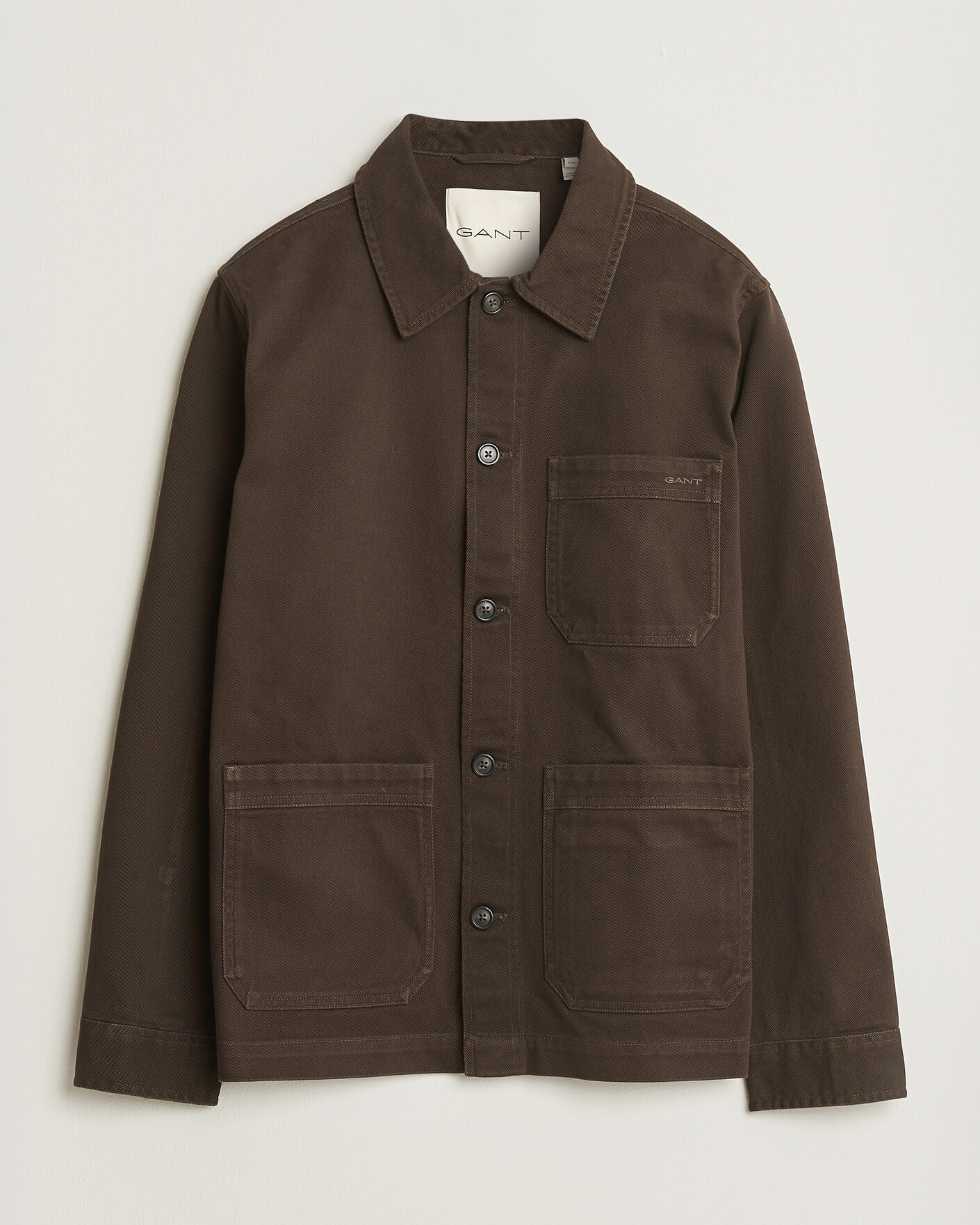 Uomini | Camicie | Gant | Regular Fit Brushed Twill Overshirt Black Brown