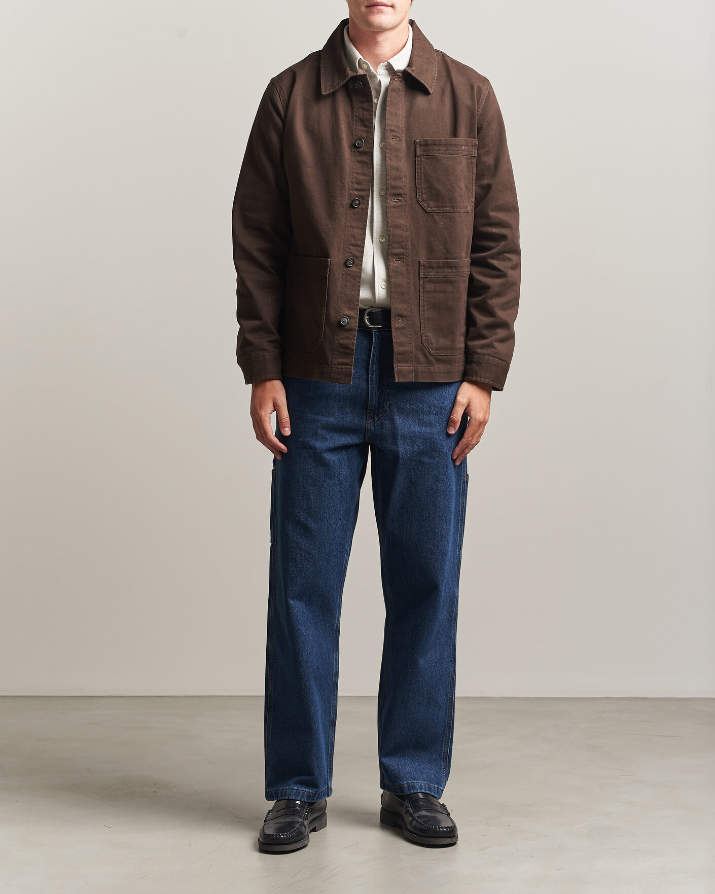 Uomini | Camicie | Gant | Regular Fit Brushed Twill Overshirt Black Brown