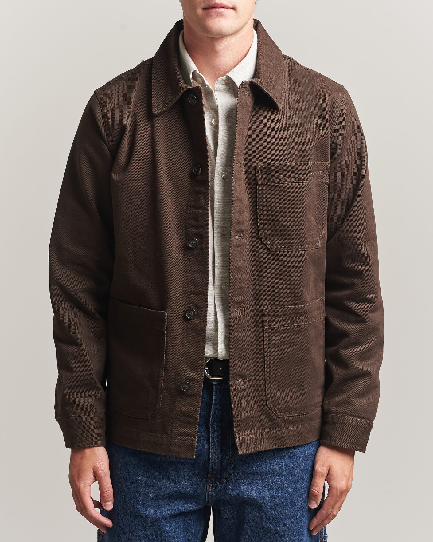 Uomini | Camicie | Gant | Regular Fit Brushed Twill Overshirt Black Brown