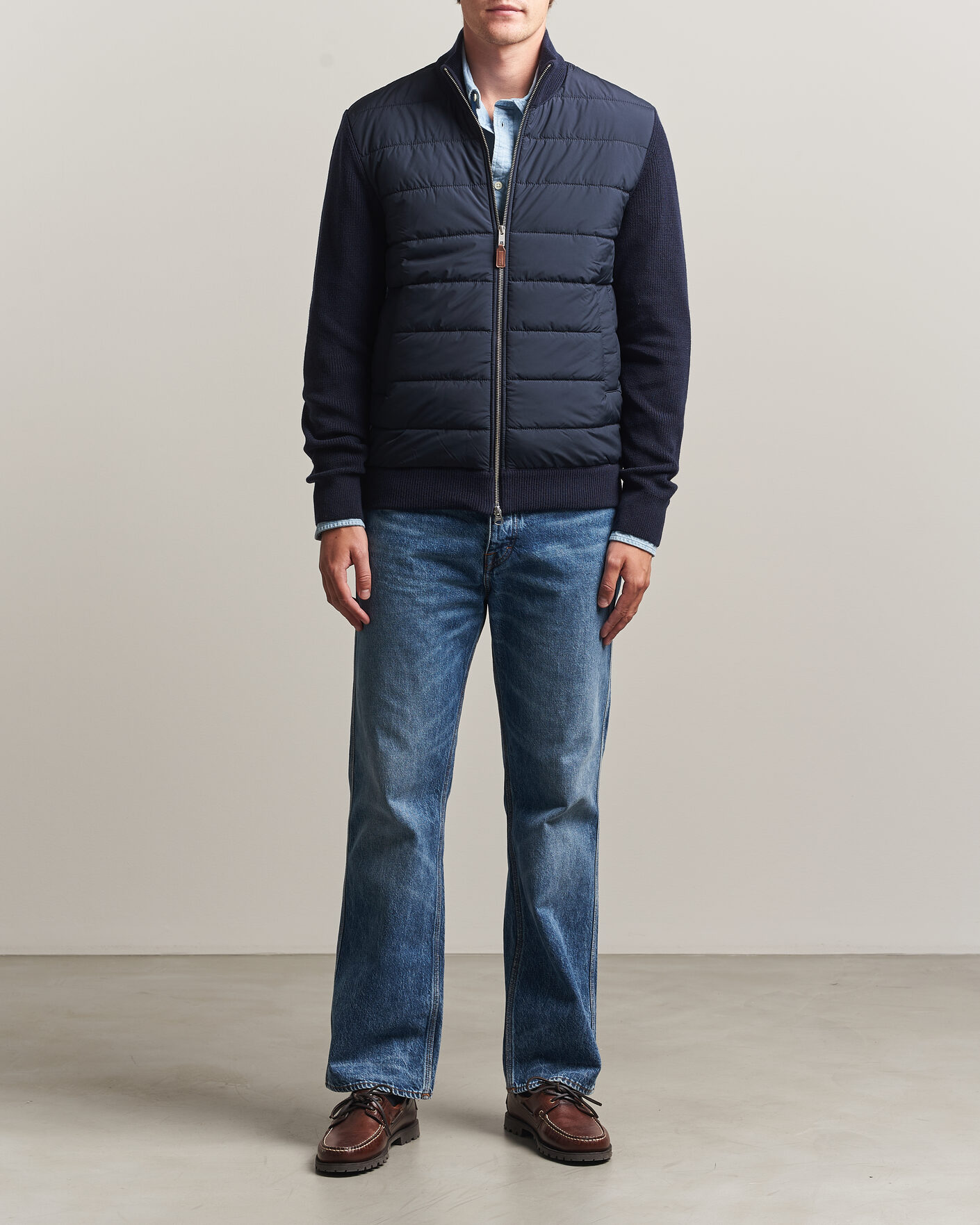 Uomini | Maglieria | Gant | Hybrid Full Zip Evening Blue