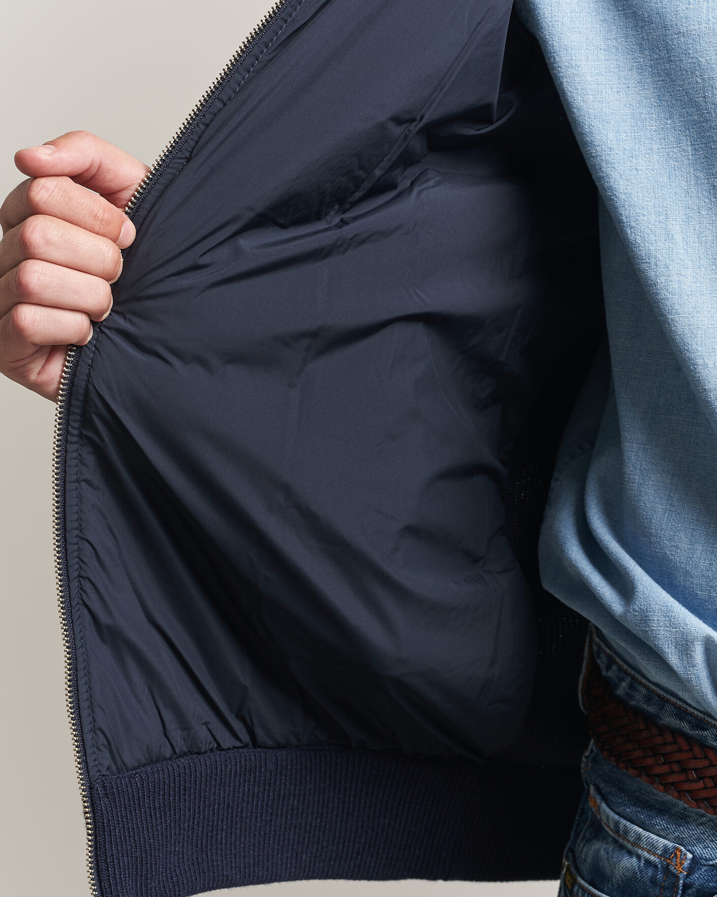 Uomini | Maglieria | Gant | Hybrid Full Zip Evening Blue