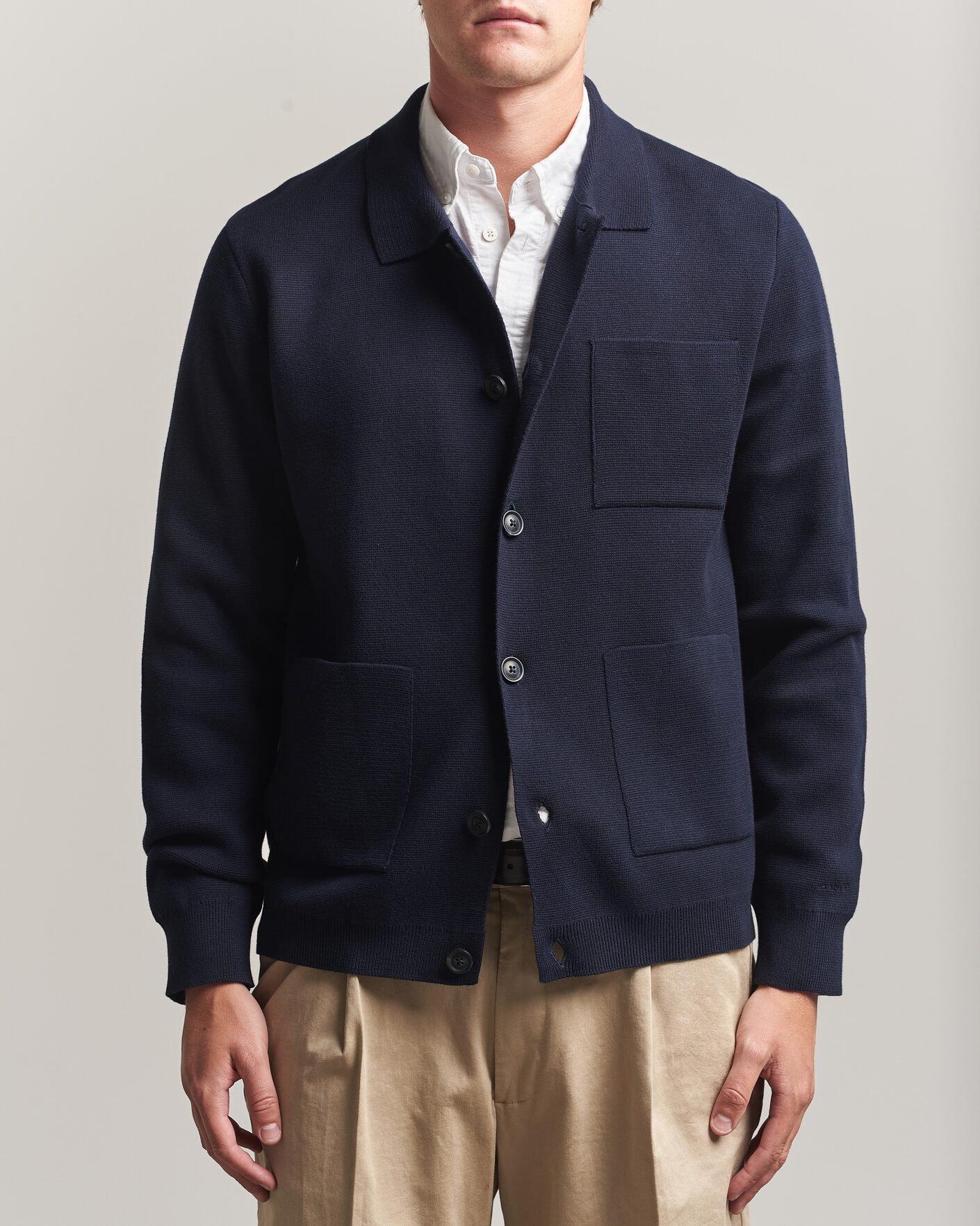 Uomini | Maglieria | Gant | Milano Knitted Cardigan Evening Blue