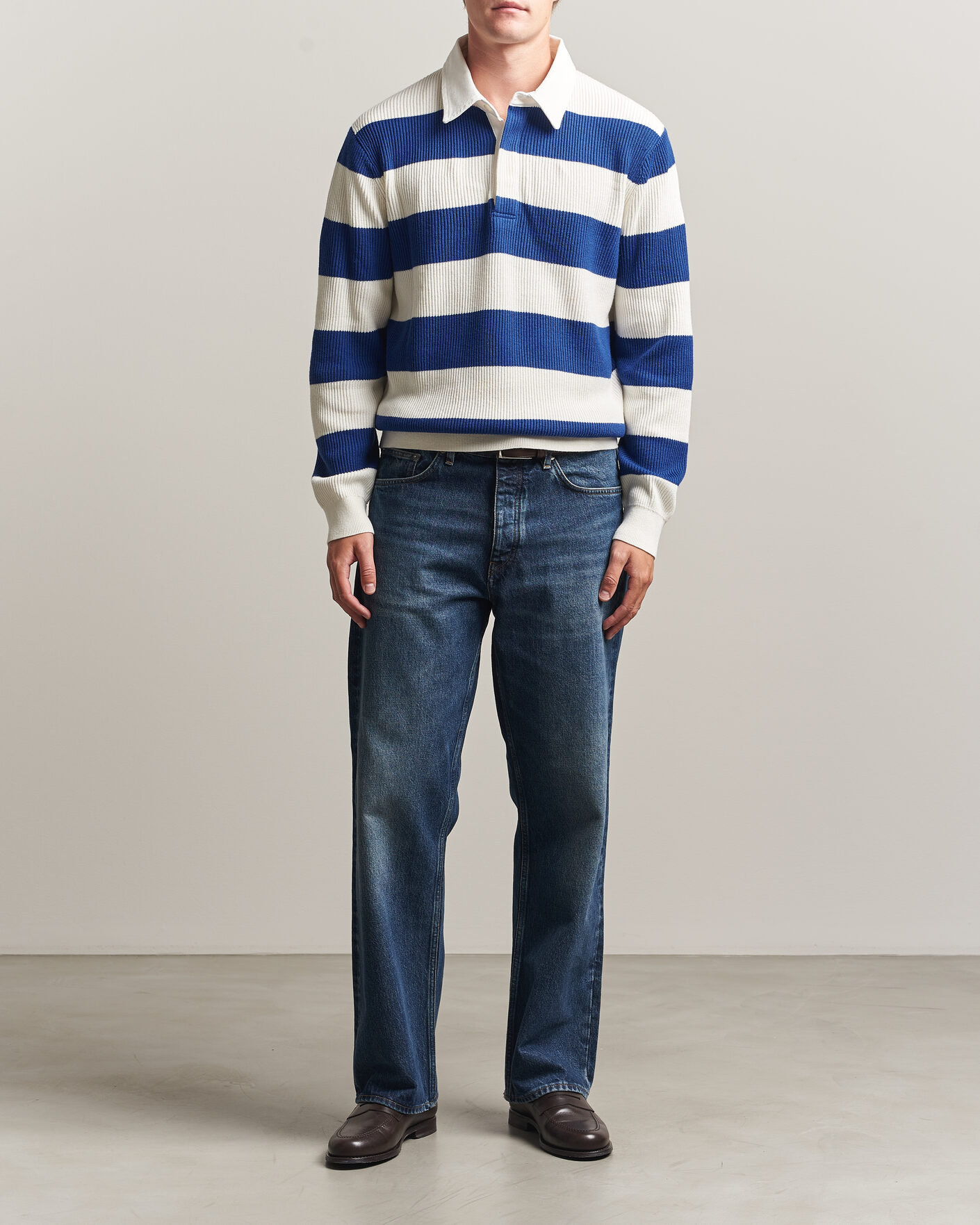 Uomini | Maglieria | Gant | Cotton/Merino Knitted Striped Rugger Cream