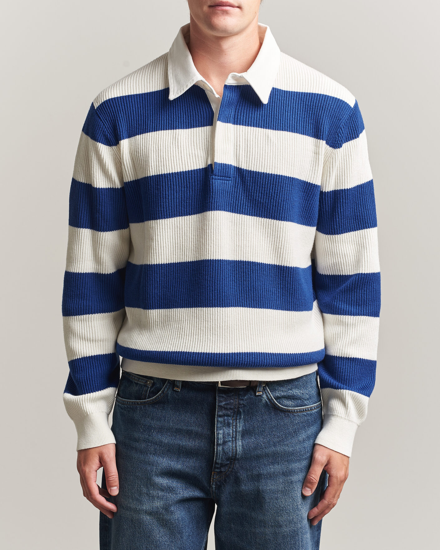 Uomini | Maglieria | Gant | Cotton/Merino Knitted Striped Rugger Cream